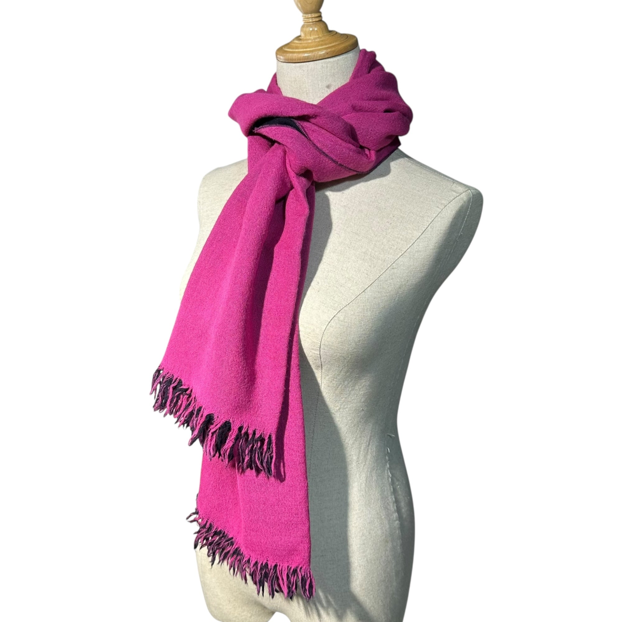 YOHJI YAMAMOTO(ヨウジヤマモト) Two-Tone Wool Stole ツートン ウール ストール FZ-L02-903 ピンク×ネイビー マフラー