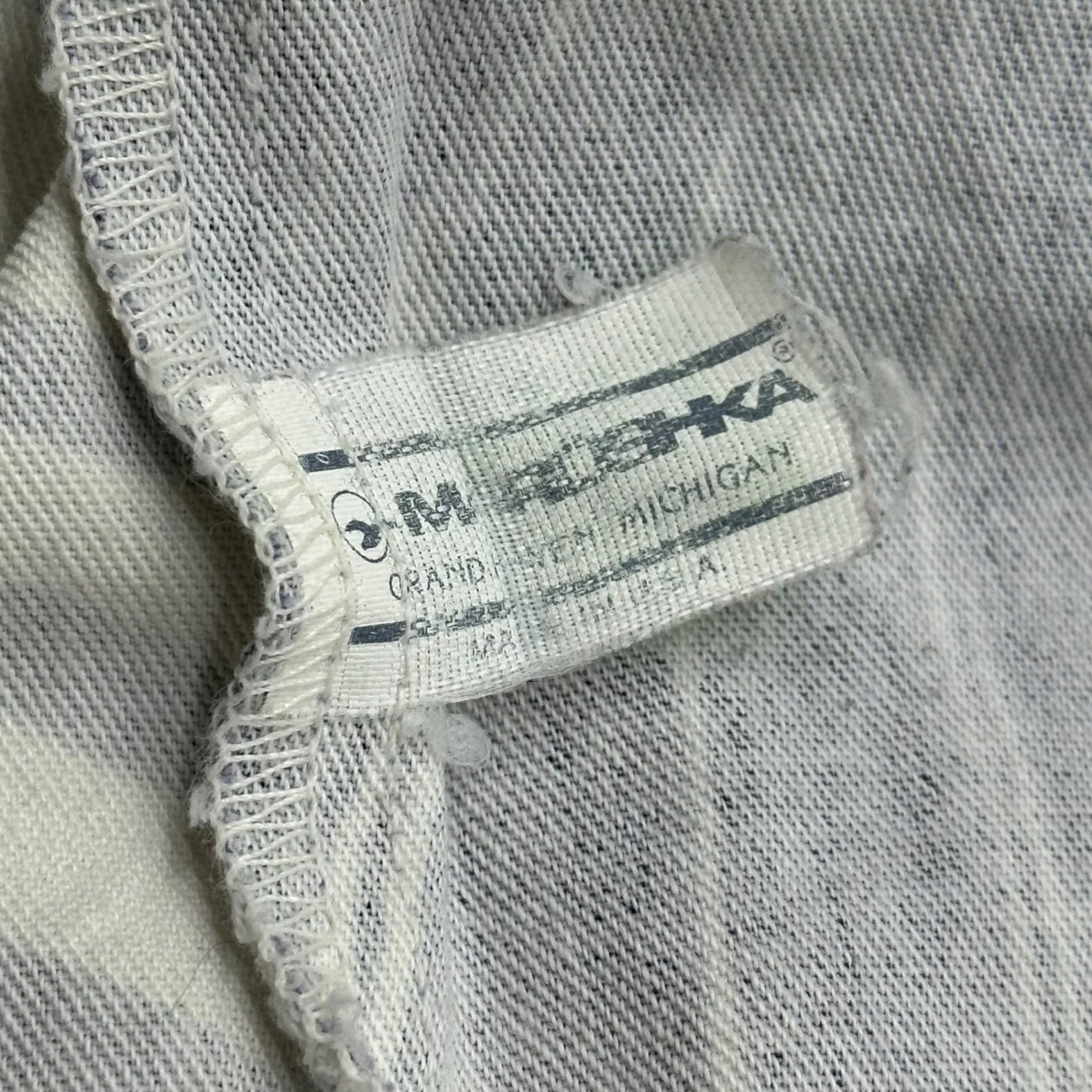 Michigan Rag(ミシガンラグ) 80's~90's USA made All-over print pullover jacket 総柄 プルオーバー ジャケット S/M ホワイト×ネイビー 80年代～90年代 ヴィンテージ USA製 アノラック