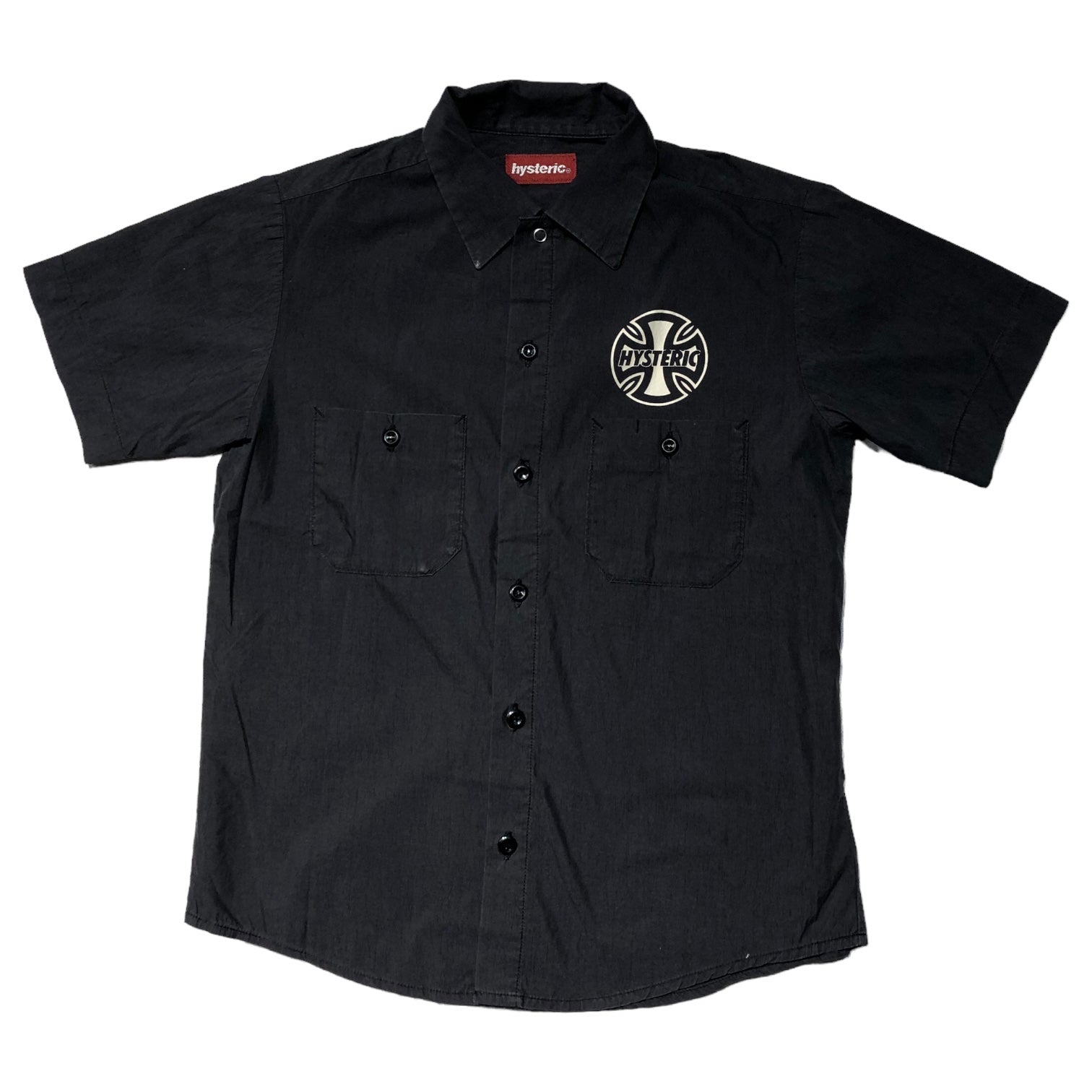 HYSTERIC GLAMOUR(ヒステリックグラマー) 00s cotton nylon graphic shirt/コットンナイロングラフィックシャツ/ヴィンテージ/稀少/初期/Y2K 2AH-9300 SIZE FREE ブラック