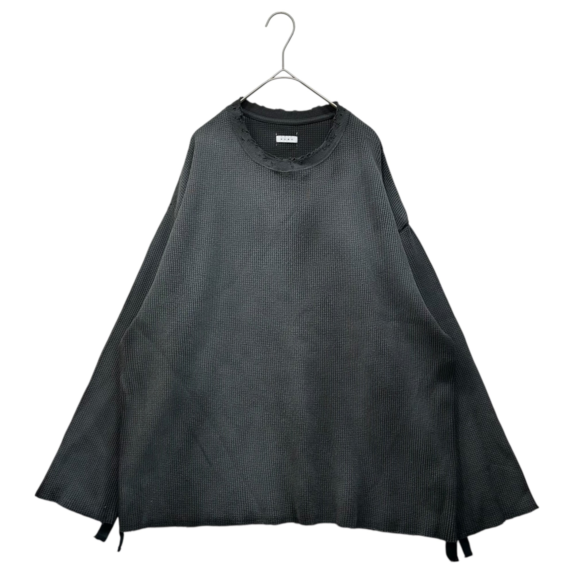 Name.(ネーム) WAFFLE TAPED LOOSE SLEEVE DAMAGE TEE ワッフル テープ ルーズスリーブ ダメージ Tシャツ NMCU-FI004 2 ブラック 長袖