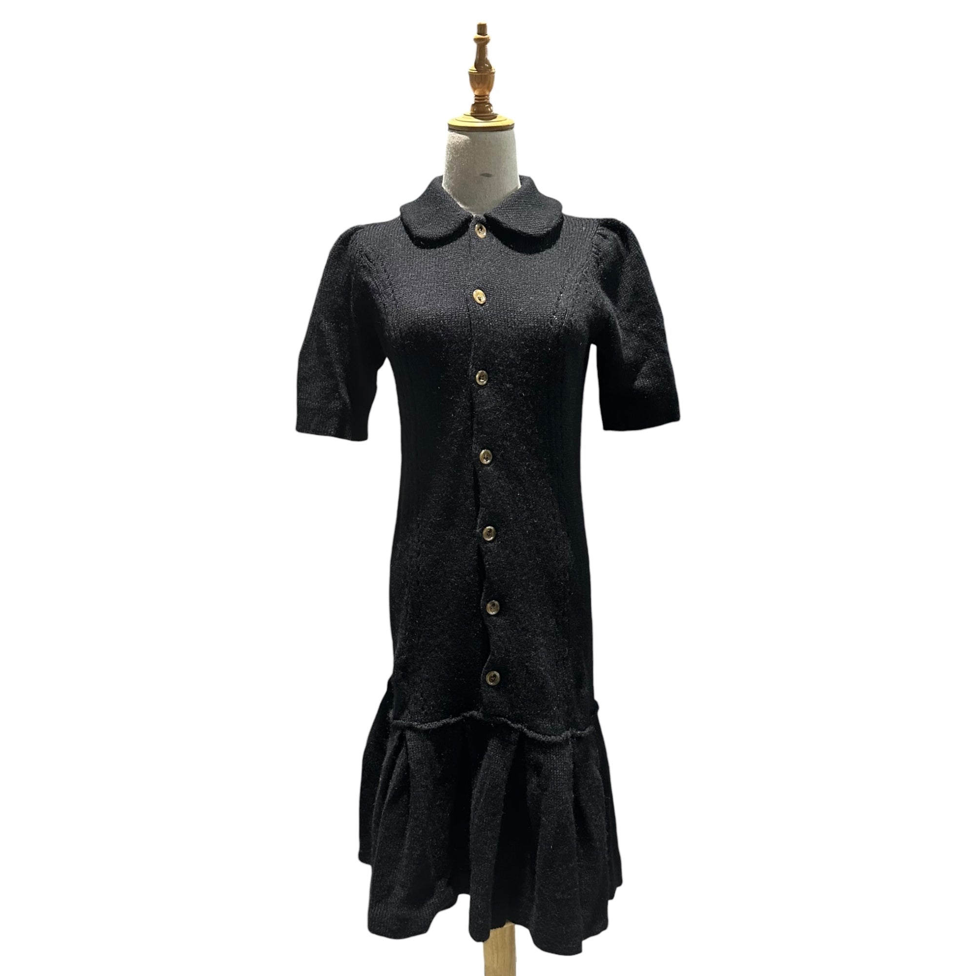 tricot COMME des GARCONS(トリココムデギャルソン) 08AW Wool Blend Pullover Button-Up Knit Dress モヘア混 ウール プルオーバー ボタン ニット ワンピース TB-O019 M ブラック AD2008