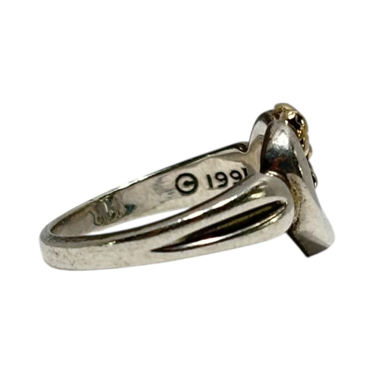 TIFFANY & CO.(ティファニー) 750 925 Open Heart Ribbon Ring オープン ハート リボン リング 9号 シルバー×ゴールド