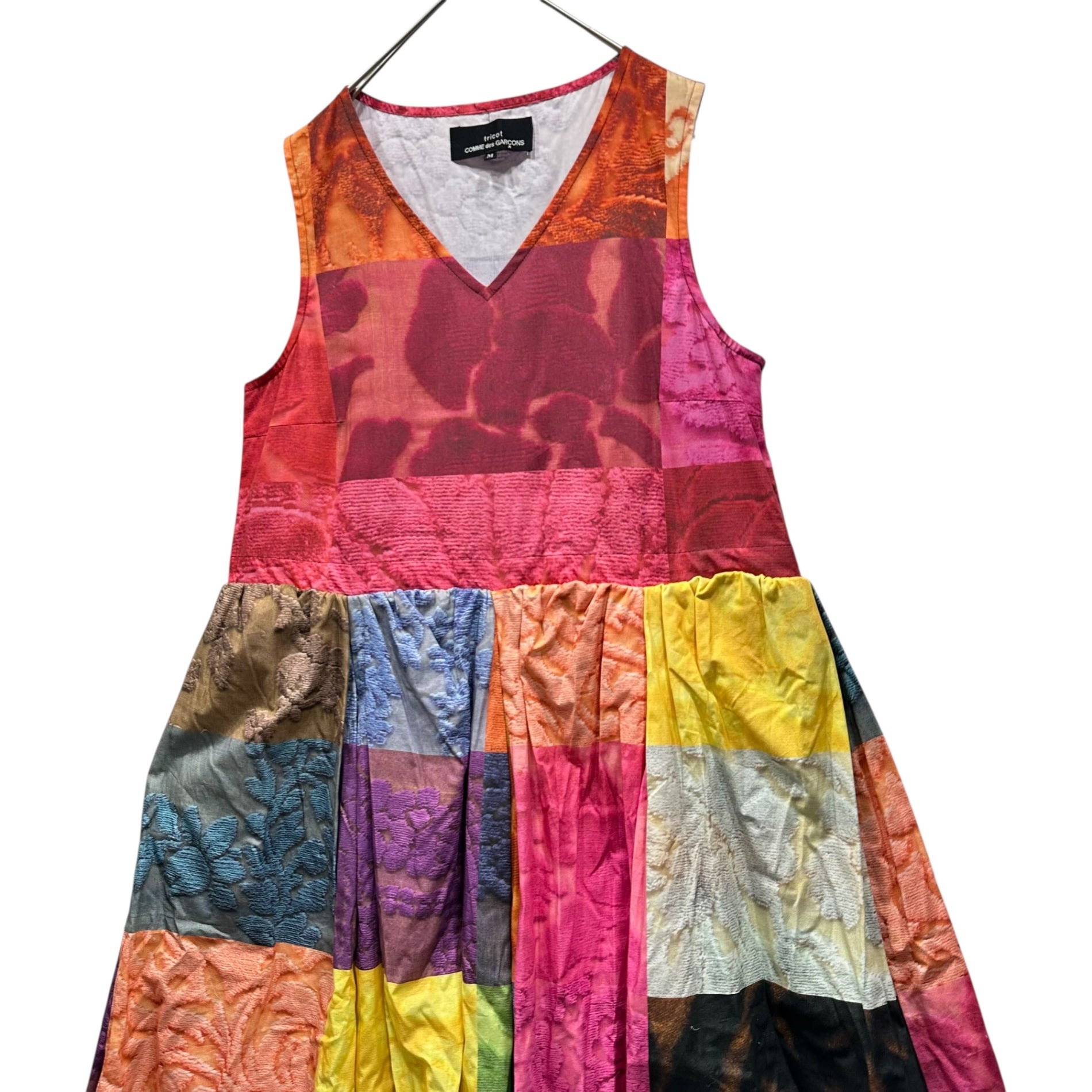 tricot COMME des GARCONS(トリココムデギャルソン) 14AW Sleeveless dress featuring various fabric transfers 異素材 転写 ノースリーブ ワンピース TN-O007 M マルチカラー AD2014