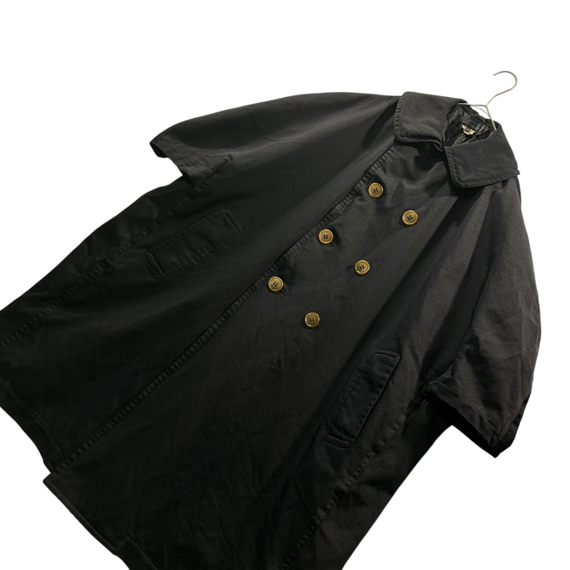 COMME des GARCONS COMME des GARCONS(コムデギャルソンコムデギャルソン) 17AW Polyester Shrunk Round Collar Double-Breasted Wide Silhouette Balloon 7/8 Sleeve Coat  ポリ縮絨 丸襟 ダブルブレスト ワイドシルエット バルーン7分袖 コート  RT-C002 XS ネイビー AD2017