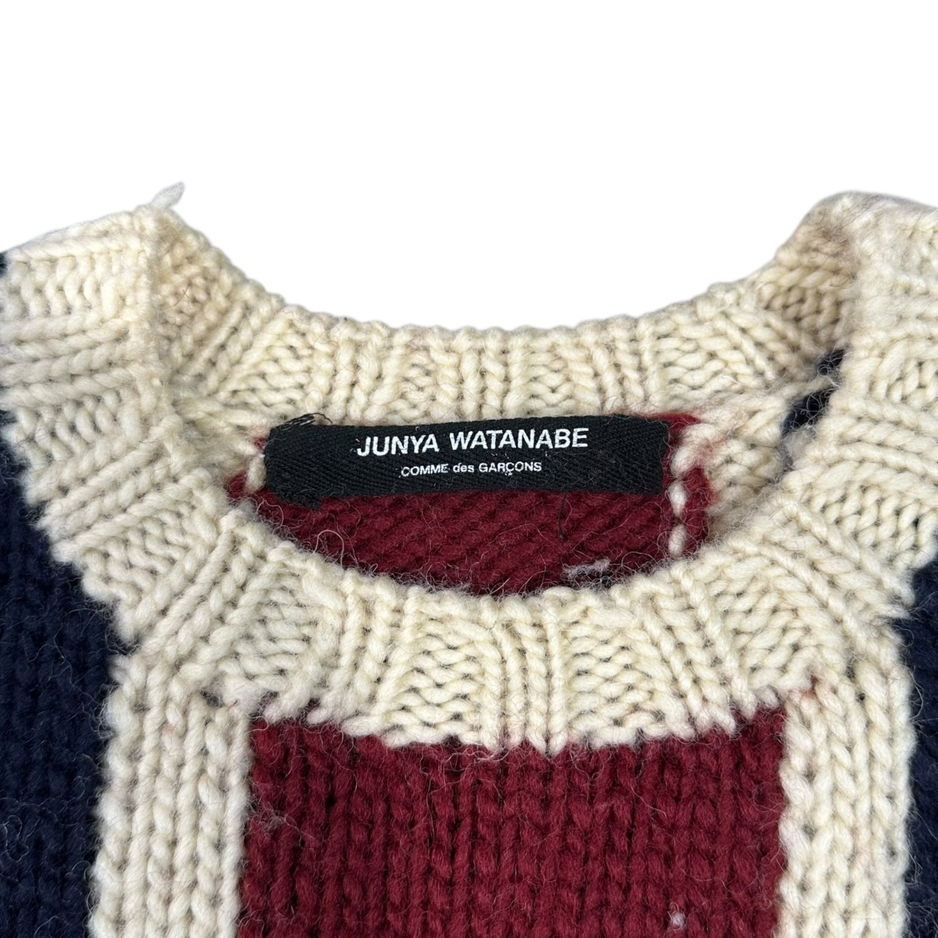 COMME des GARCONS JUNYA WATANABE(コムデギャルソンジュンヤワタナベ) 96AW Union Jack Low Gauge Wool Knit ユニオンジャック ローゲージ ウール ニット JN-040290 表記無(FREE) アイボリー×レッド×ネイビー 90's 90年代