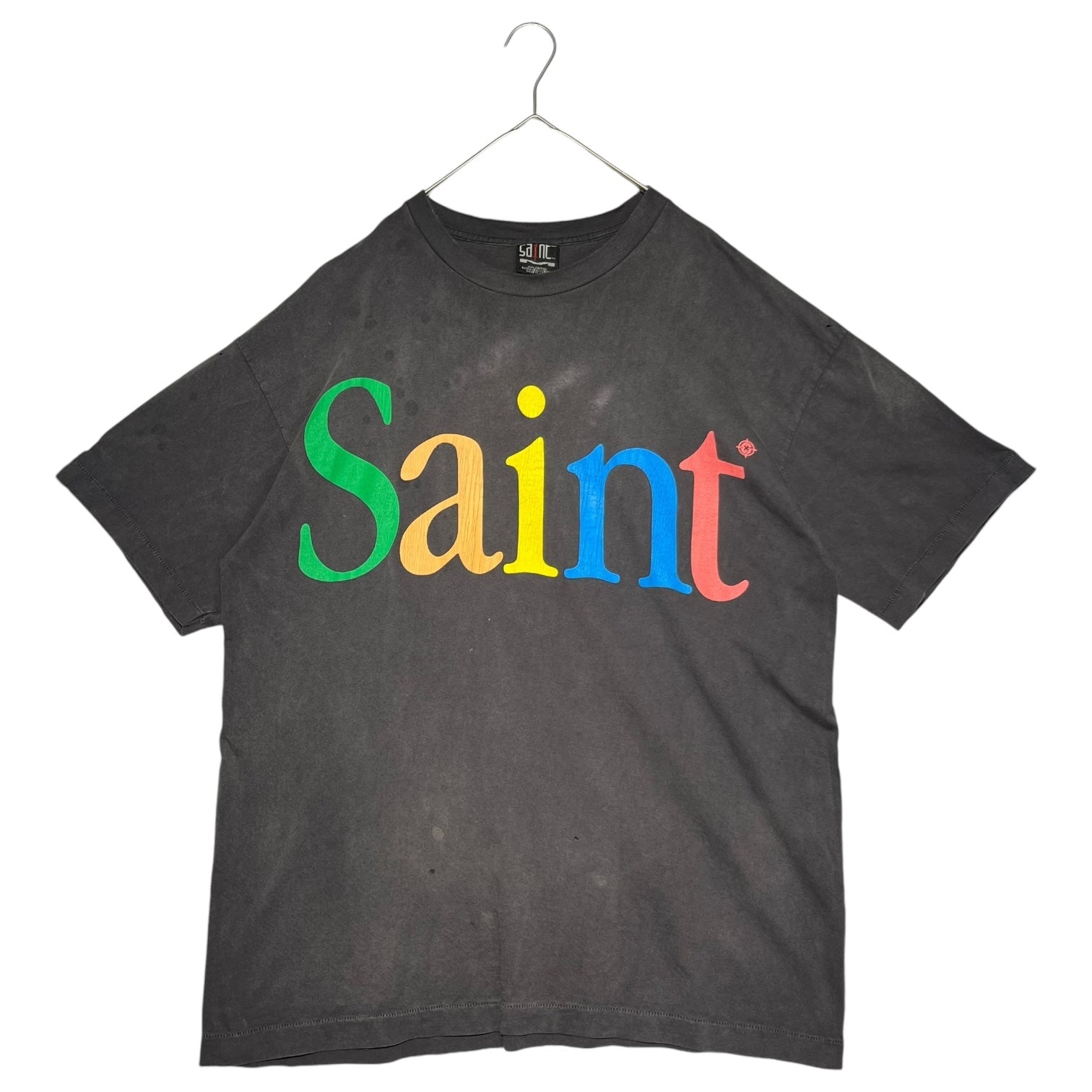 SAINT MICHAEL(セントマイケル) 24SS SS TEE COLORFUL SAINT ヴィンテージ 加工 ロゴ Tシャツ SM-YS8-0000-001 XL ブラック