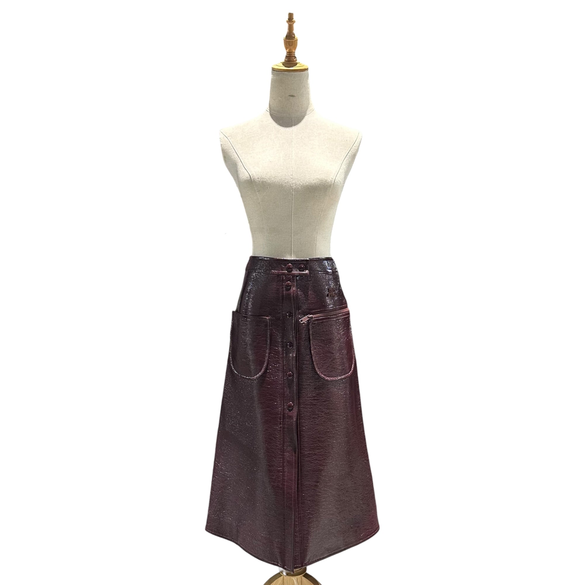 courreges(クレージュ) Vinyl Midi Skirt ビニール ミディ スカート 8624-343-0103 34 ボルドー