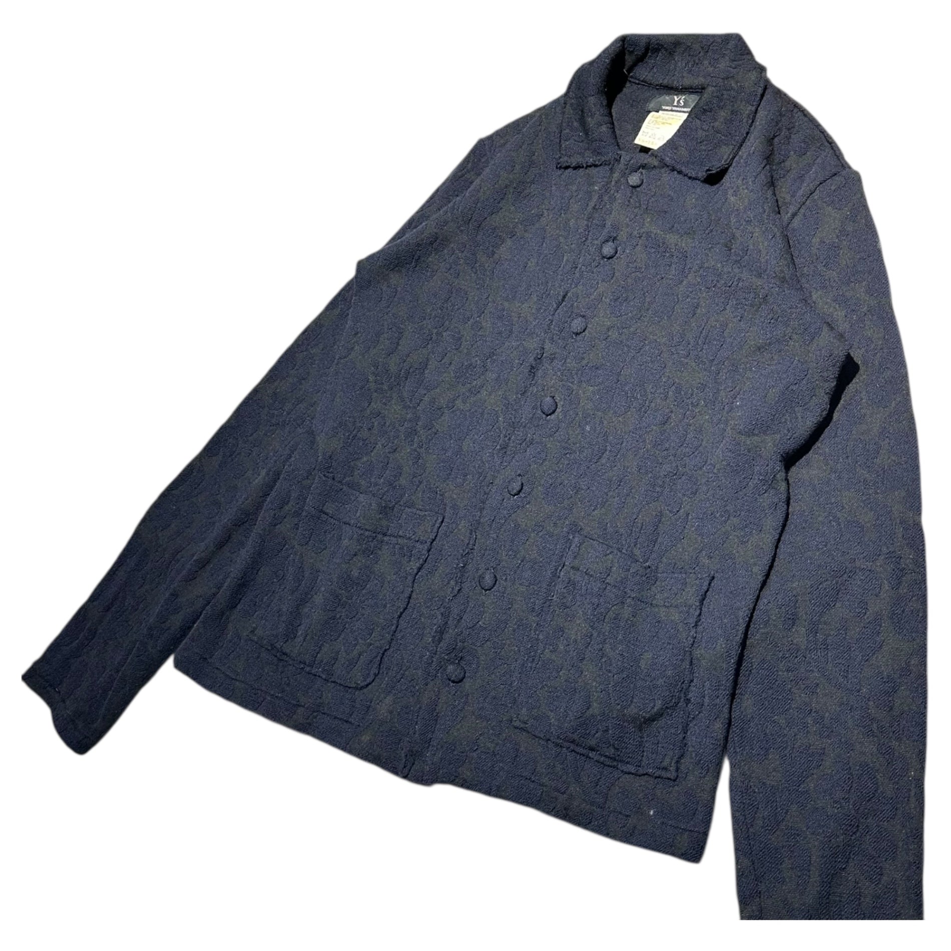 Y's(ワイズ) 92AW Vintage Floral Weave Small Collar Front Pocket Jacket ヴィンテージ 花柄織り スモールカラー フロントポケット ジャケット YS-T52-174 3(L程度) ブラック