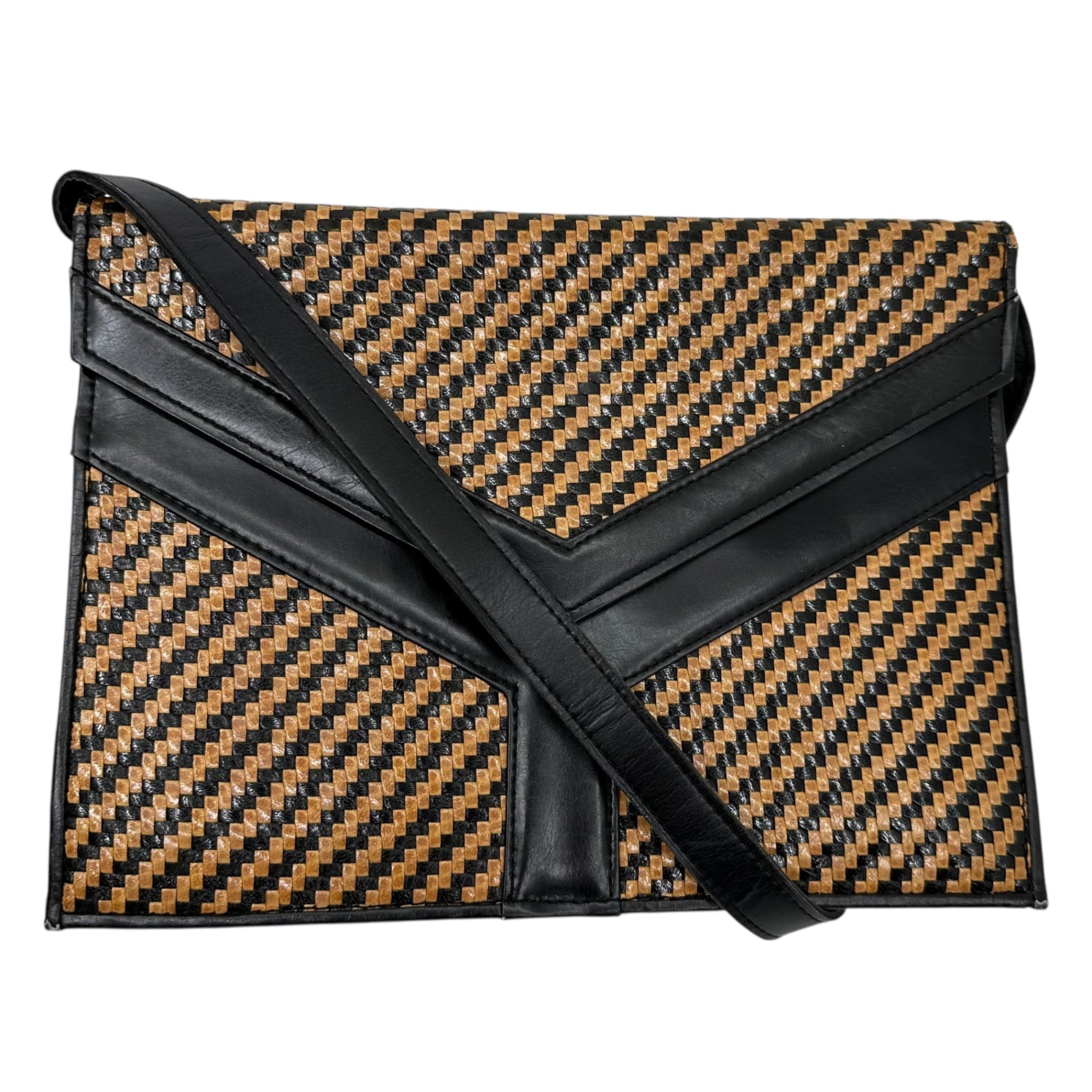 YVES SAINT LAURENT(イヴサンローラン) Intrecciato Leather Shoulder Bag イントレチャート レザー ショルダー バッグ ブラウン×ブラック ヴィンテージ