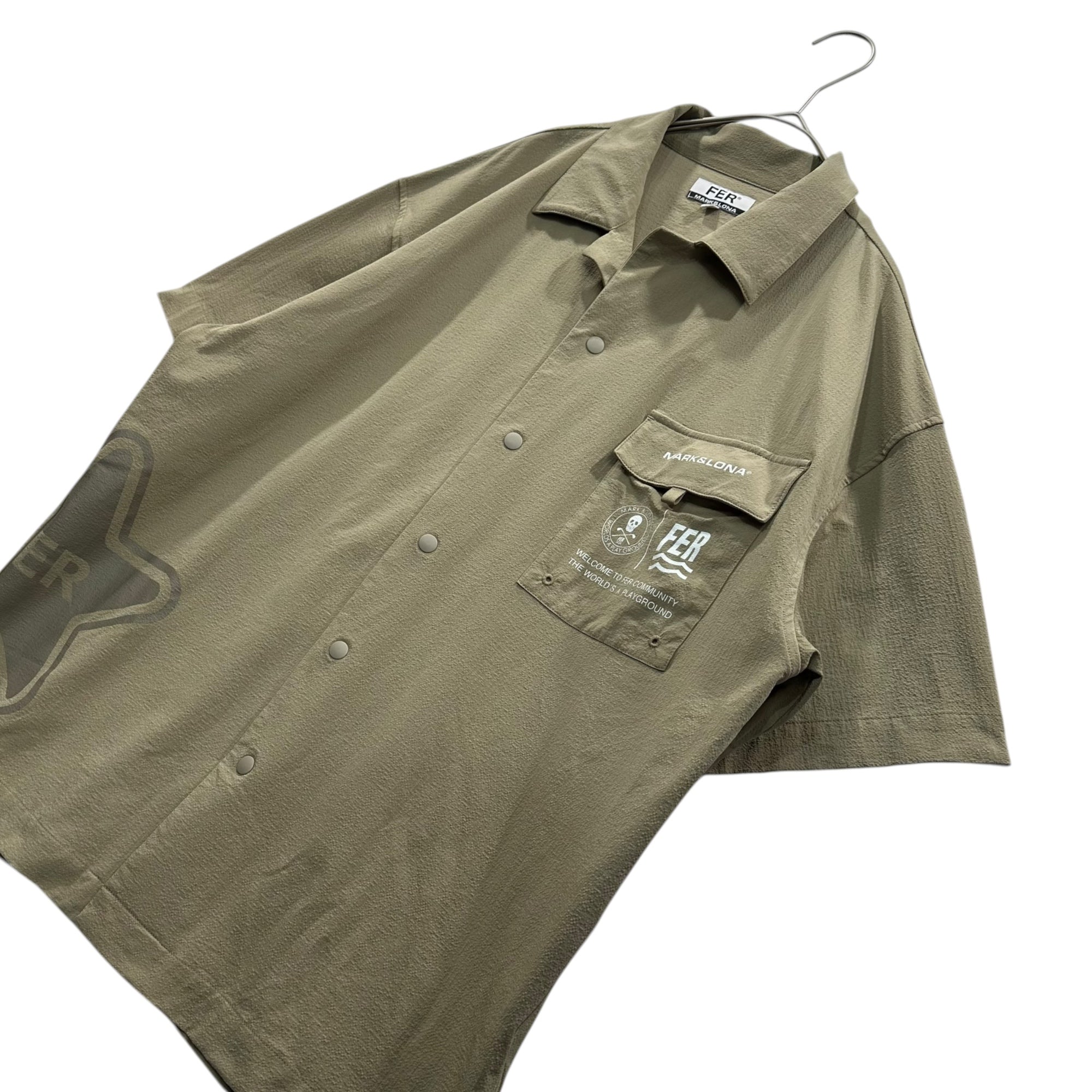 MARK&LONA(マークアンドロナ) 2025SS Fer Star U-Light shirt 半袖 シャツ MFM-5A-AC06 46 ベージュ ゴルフ ウェア