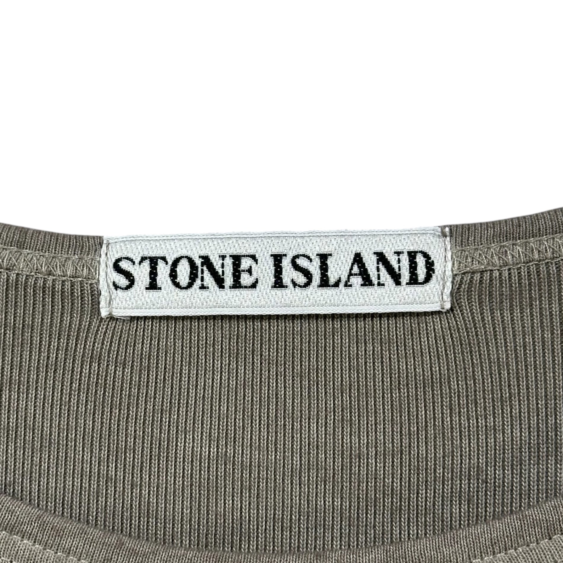 STONE ISLAND(ストーンアイランド) 1999SS One-Point Logo Crew Neck Ribbed T-Shirt ワンポイント ロゴ クルーネック リブ Tシャツ 30152067/A S グレー ポール・ハーヴェイ期 アーカイヴ
