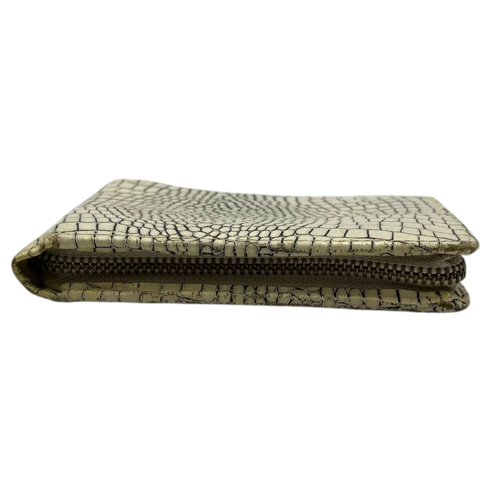COMME des GARCONS(コムデギャルソン) Crocodile-Embossed Leather Round Zip Wallet クロコ型押し レザー ラウンド ジップ ウォレット ホワイト 2折り財布