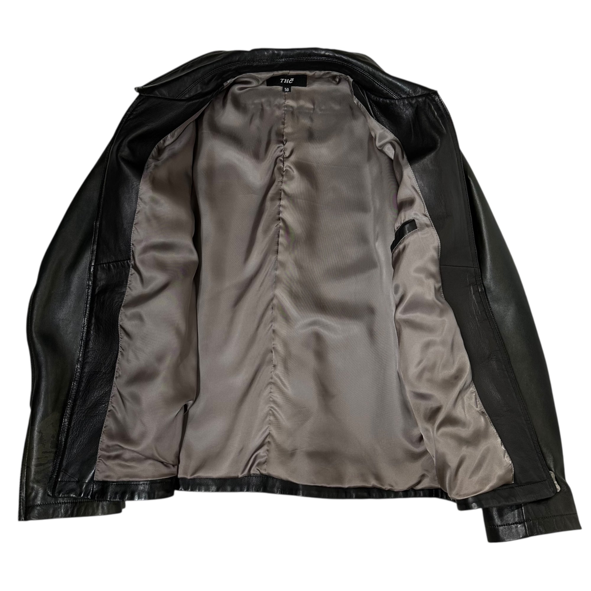 THe(ティー) Flap pockets zip-up lamb leather jacket フラップ ポケット ジップアップ ラムレザー ジャケット 50(L) ブラック