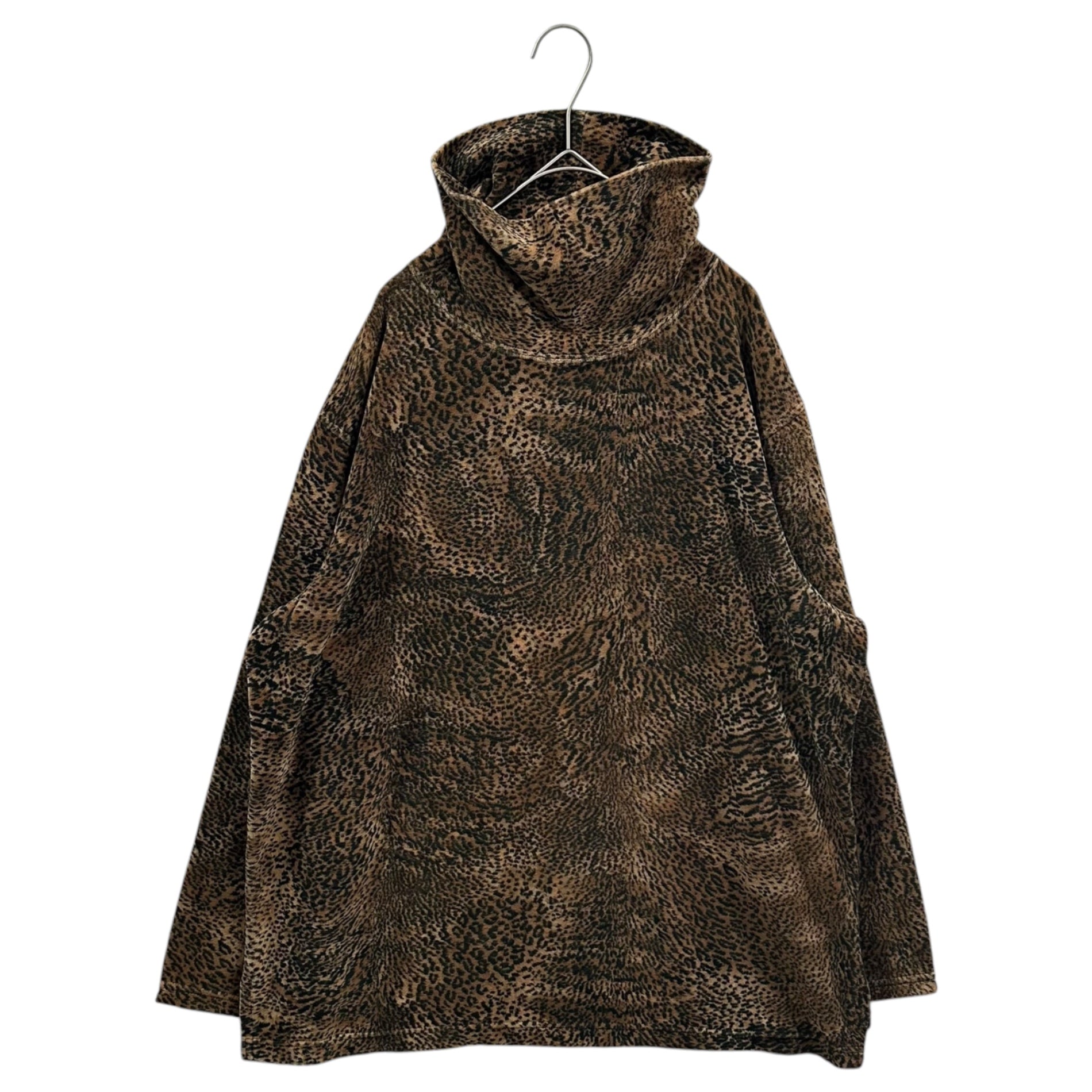 JONES NEW YORK SPORT Leopard Velvet Turtleneck Cut-and-Sewn Top ヒョウ柄 ベロア タートルネック カットソー L ブラウン OLD
