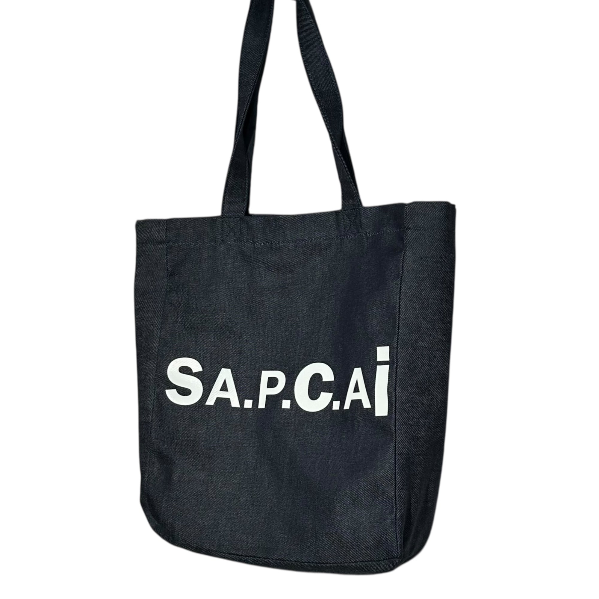 sacai × A.P.C.(サカイ × アーペーセー) Denim Logo Tote Bag デニム ロゴ トートバッグ インディゴ×ホワイト リバーシブル