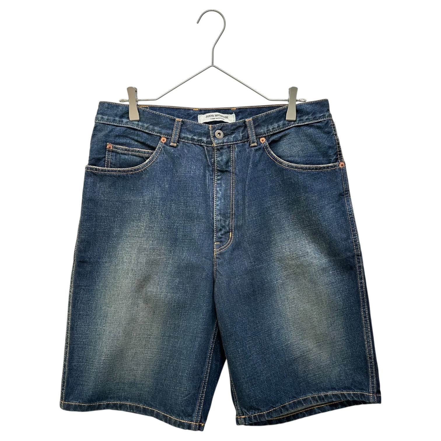 COMME des GARCONS JUNYA WATANABE(コムデギャルソンジュンヤワタナベ) 12AW Wide Silhouette Denim Shorts ワイド シルエット デニム ハーフパンツ JJ-P202 M インディゴ AD2012 USED加工 男性着用可能