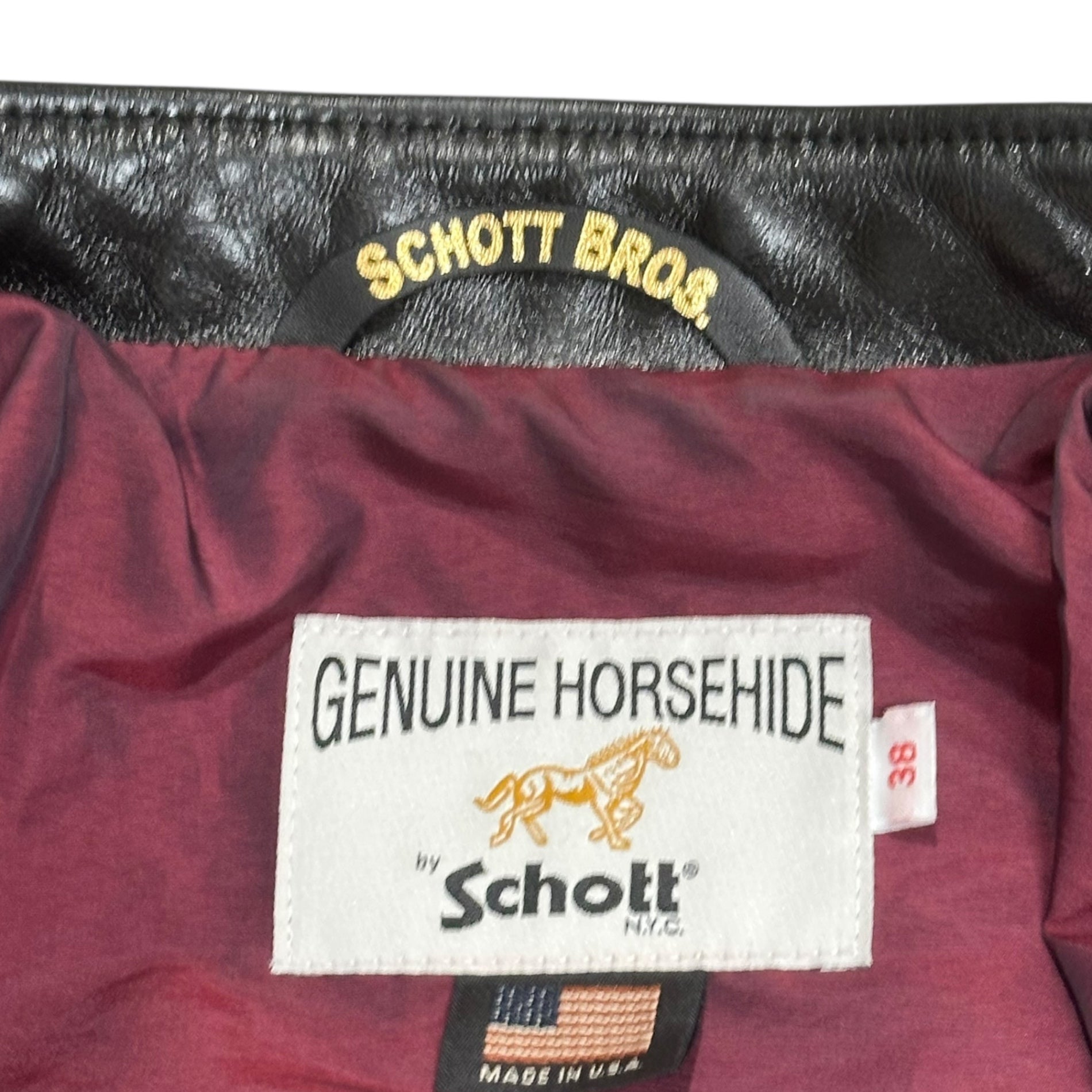 SCHOTT(ショット) Horsehide Cafe Racer Riders Jacket ホースハイド カフェレーサー ライダース ジャケット 馬革 641XXH 38(S～M程度) ブラック