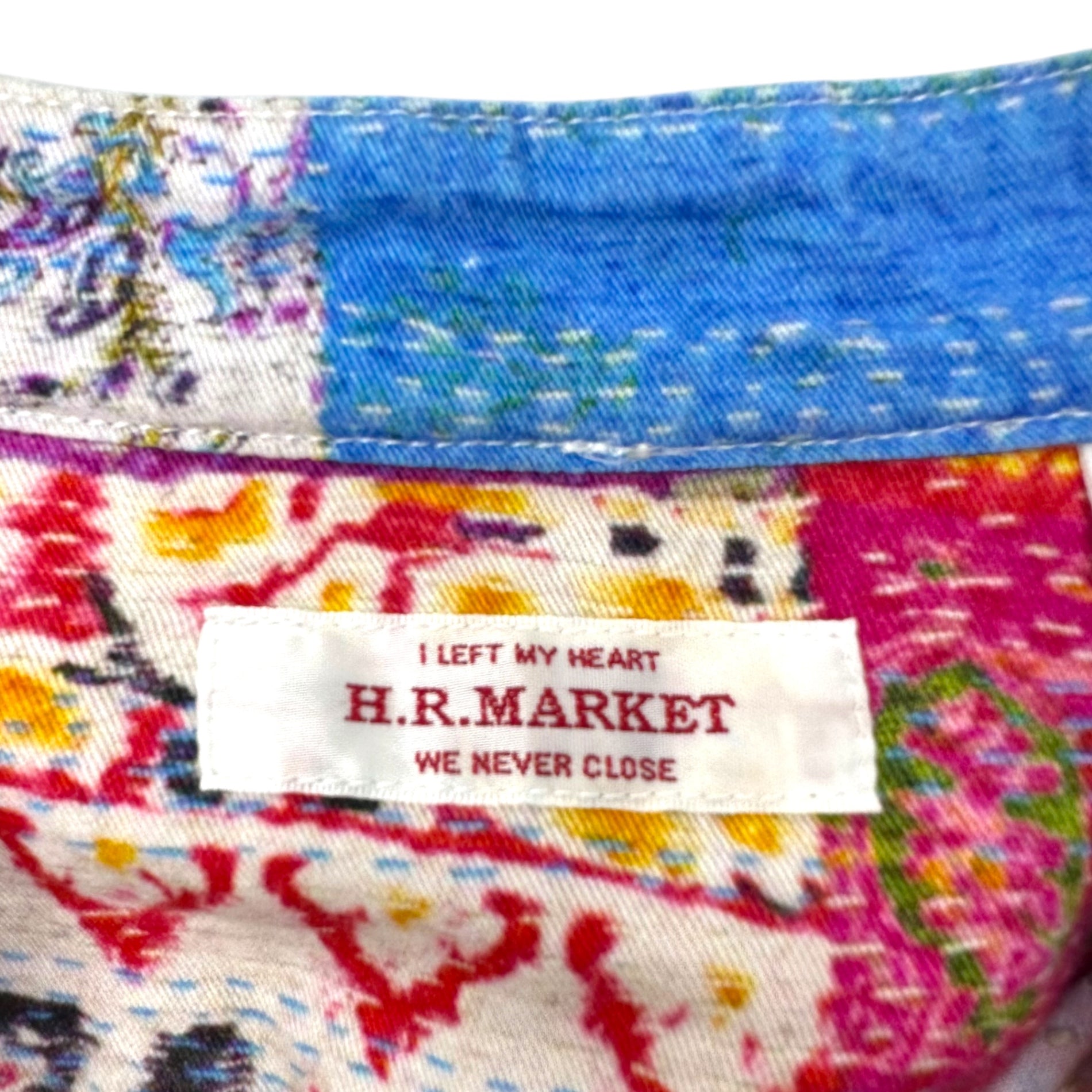 HOLLYWOOD RANCH MARKET(ハリウッドランチマーケット) Kanta print sashiko band collar wide shirt カンタ プリント 刺し子 バンドカラー ワイドシャツ 2(M程度) マルチカラー