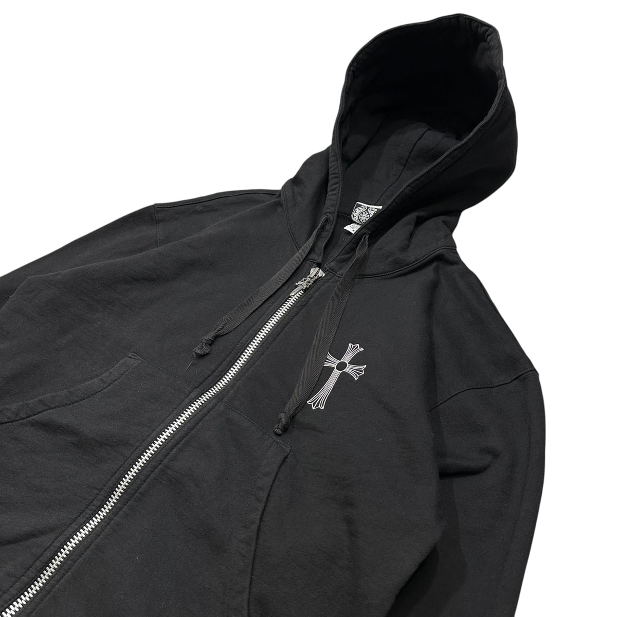 CHROME HEARTS(クロムハーツ) 1990's Dagger-Charm Zip-Front Back-Print Zip Hoodie ダガー チャーム ジップ フロント バック プリント ジップ パーカー XS ブラック×ホワイト 90s アーカイブ 稀少