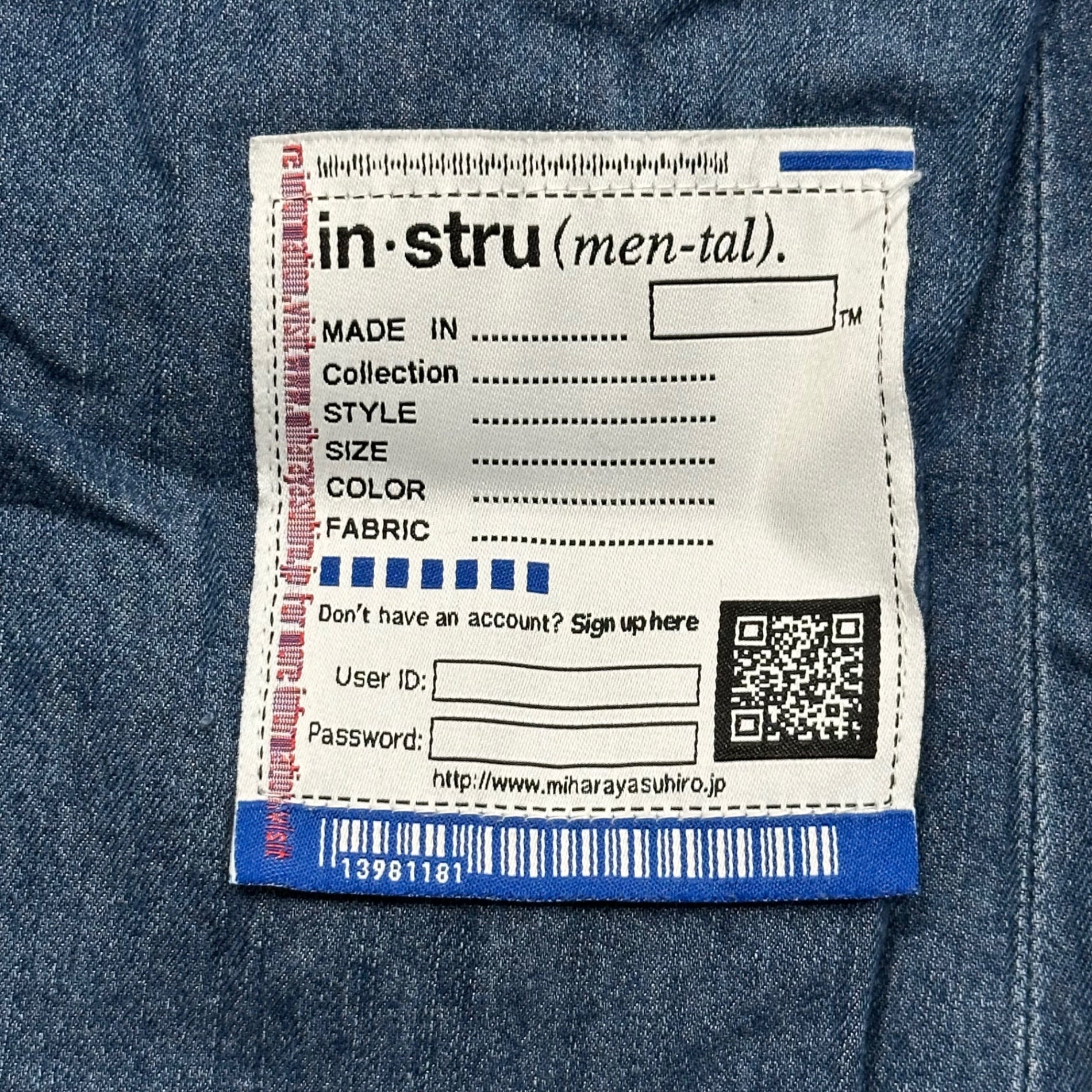 in・stru(men-tal). Maison MIHARA YASUHIRO(インストルメンタル メゾンミハラヤスヒロ) 2024SS COTTON TENCEL DENIM BAGGY PANTS コットン テンセル デニム バギー パンツ I12PT004 46 インディゴ
