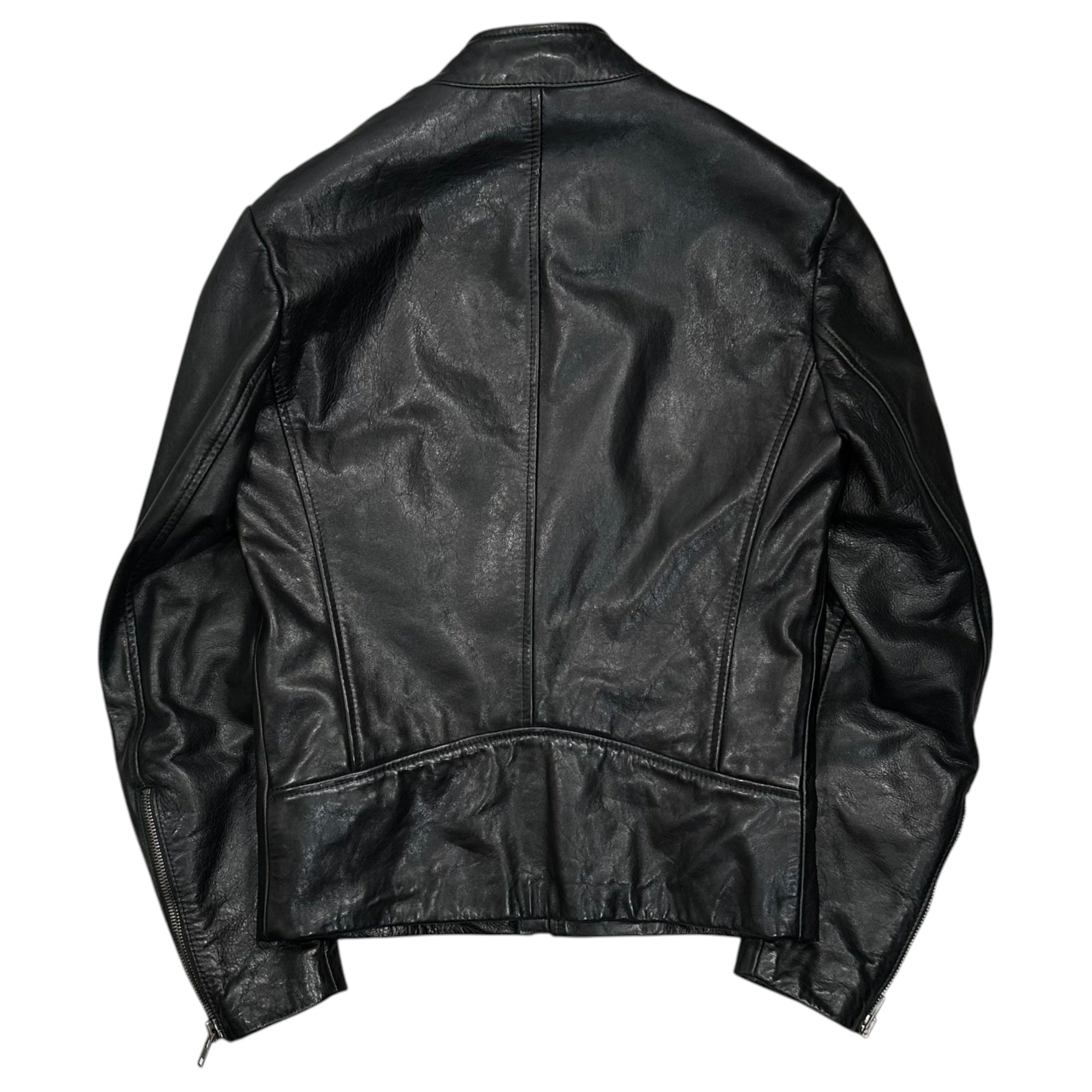Maison Martin Margiela(メゾン マルタンマルジェラ) 2011AW 5-ZIP LEATHER JACKET - Cowhide 5ジップ ライダース ジャケット 牛革 S30AM0203 44(XS程度) ブラック レザー 八の字