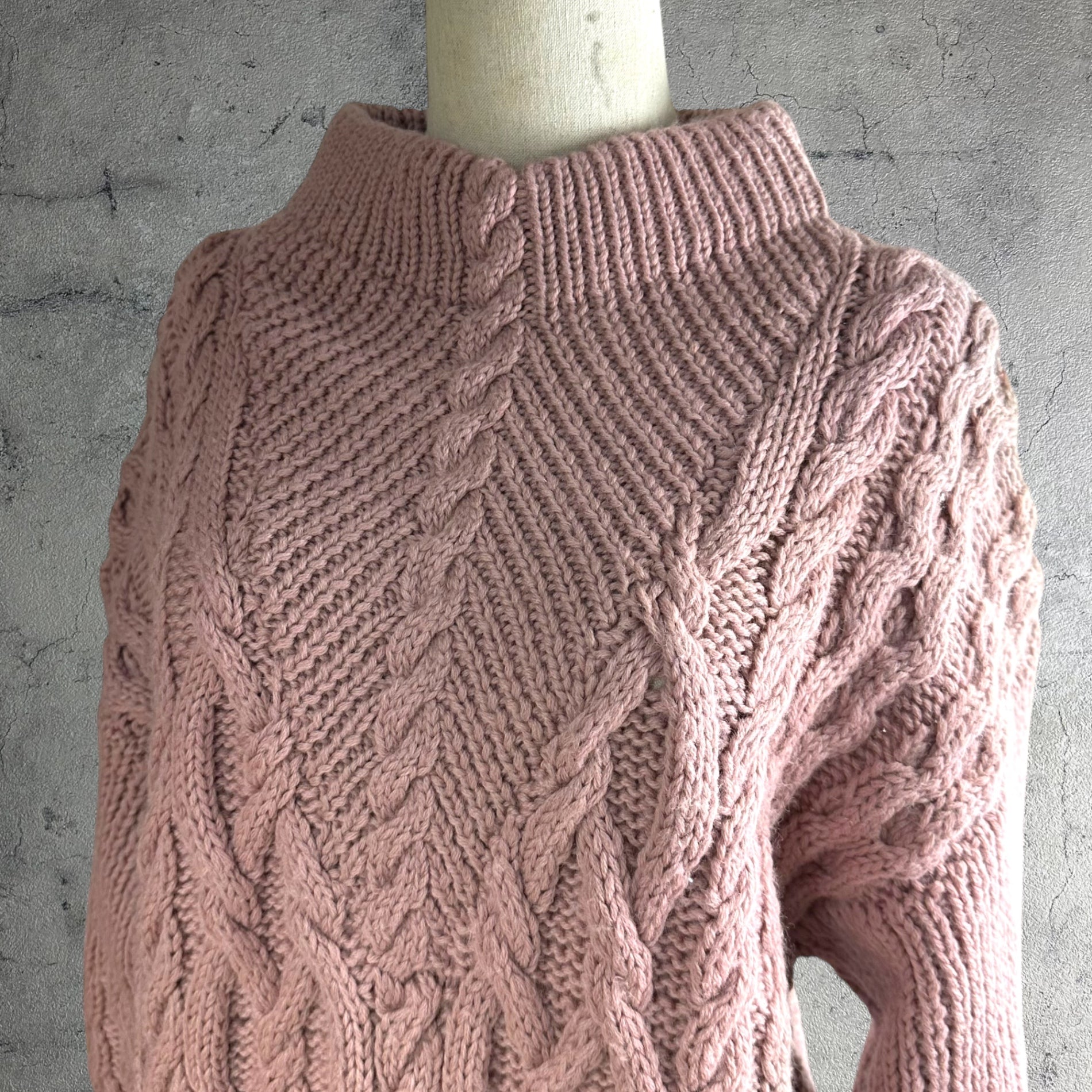 VINTAGE(ヴィンテージ) 60's~ Alainknitsweater アランニットセーター wool100% Lサイズ程度 ピンク