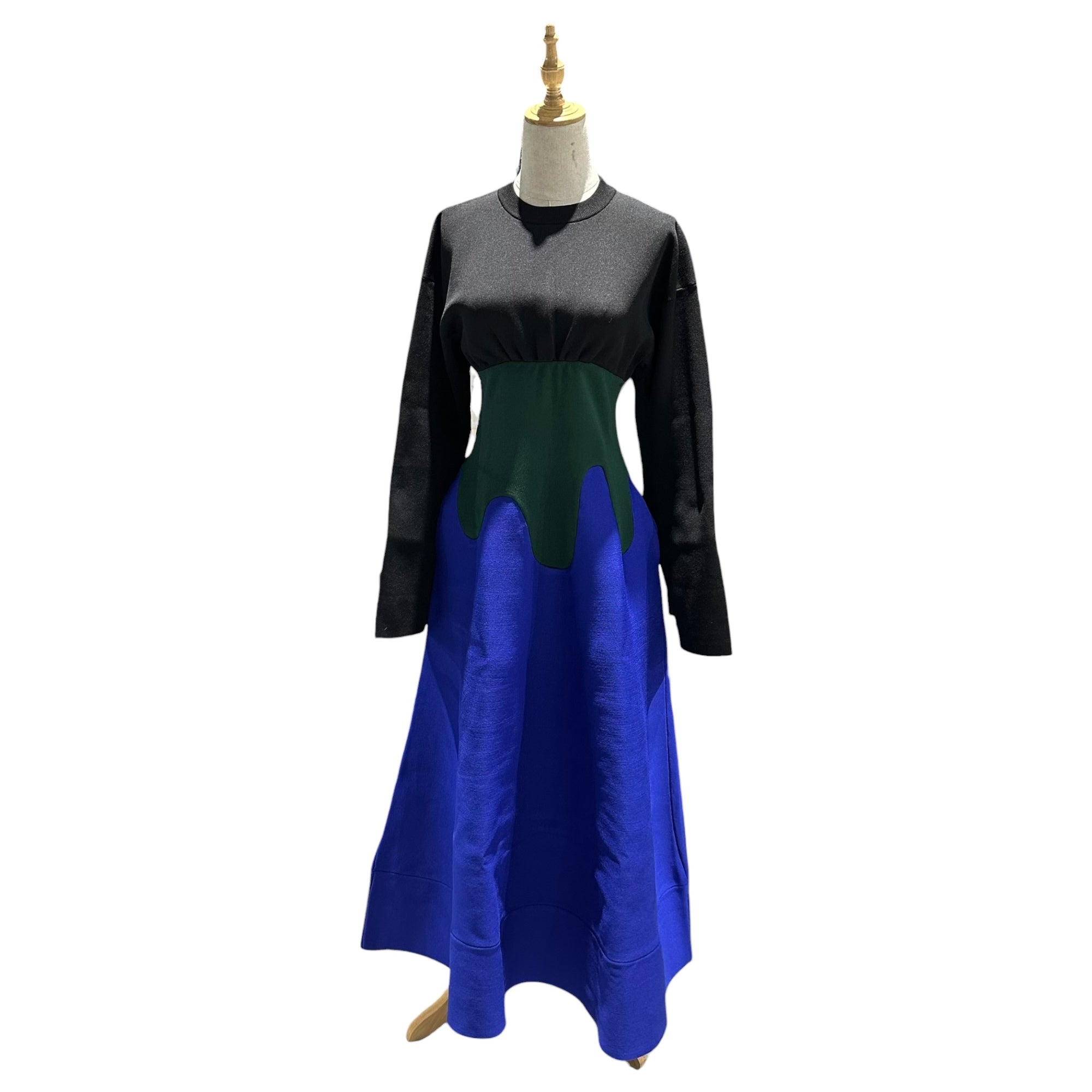 UN3D.(アンスリード) Color-block design dress 切替 デザイン ワンピース 522250302801-01 38 ブラック×ブルー×グリーン