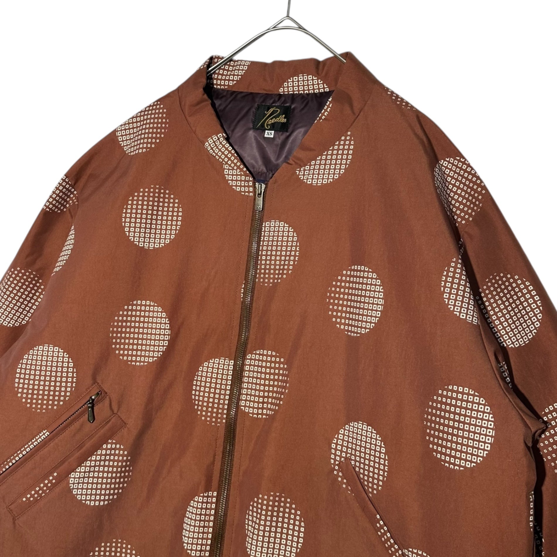 NEEDLES(ニードルズ) SUR COAT PRINTED NYLON ドット柄 ナイロン ダウン ブルゾン LQ143 XS ブラウン ジャケット