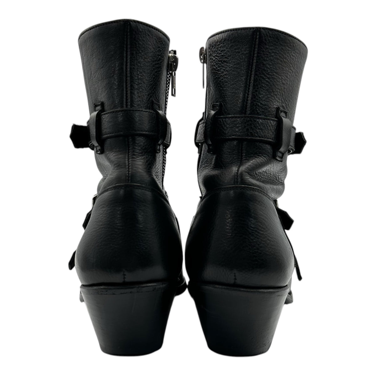 CELINE(セリーヌ) 2019SS By Hedi Slimane Belin Buckle Leather Boots ベルリン 3連 ベルト レザー ブーツ 43 ブラック エディ期 ウエスタン