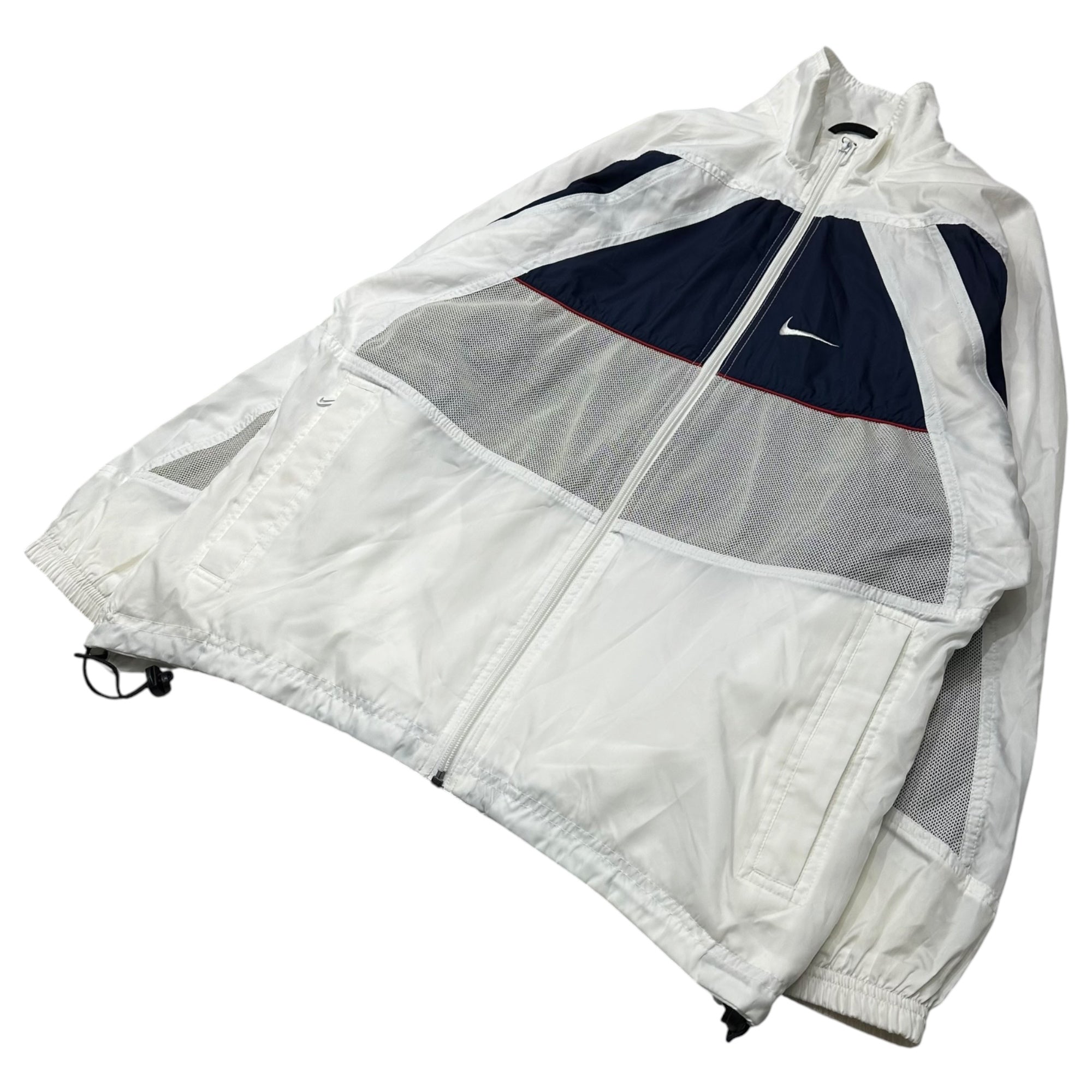 NIKE(ナイキ) 00's Swoosh logo nylon jacket スウッシュ ロゴ ナイロン ジャケット S ホワイト×ネイビー