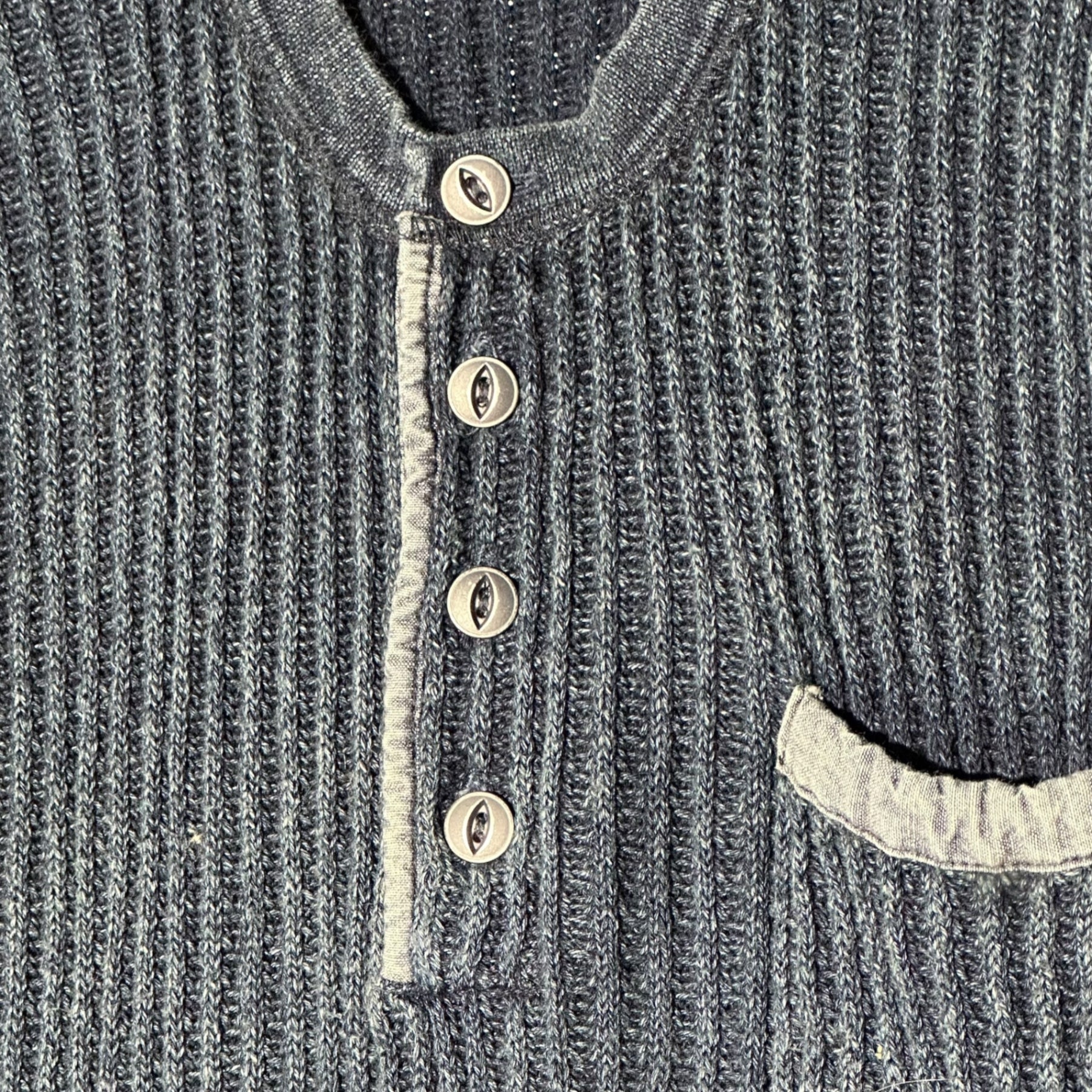 DENIM & SUPPLY RALPH LAUREN(デニム&サプライラルフローレン) Indigo-dyed Long-Sleeve Henley Neck Knit インディゴ染め 長袖 ヘンリーネック ニット 788504698001 M インディゴ