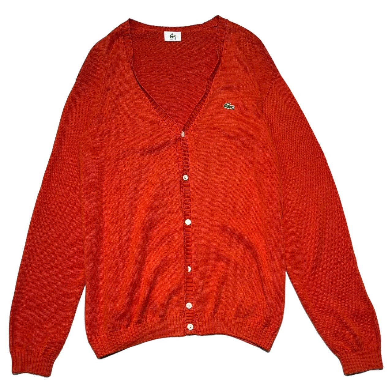 LACOSTE(ラコステ) One point logo cotton cardigan ワンポイント ロゴ コットン カーディガン AH016E S オレンジ