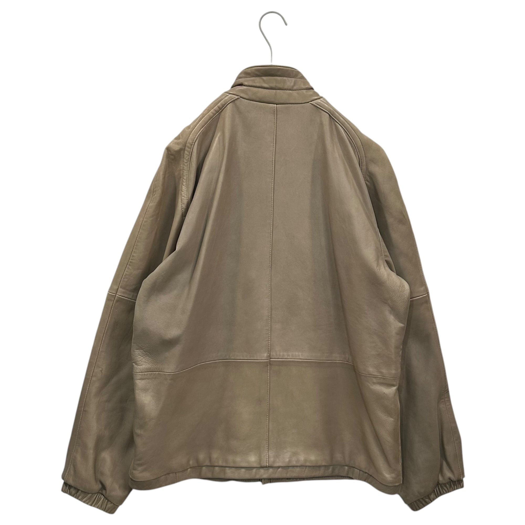 THE LEATHER SOURCE(ザレザーソース) 80's~90's Vintage Lambskin Leather Jacket ヴィンテージ ラム レザー ブルゾン 44(XL程度) ベージュ 80年代～90年代 ジャケット ビッグサイズ