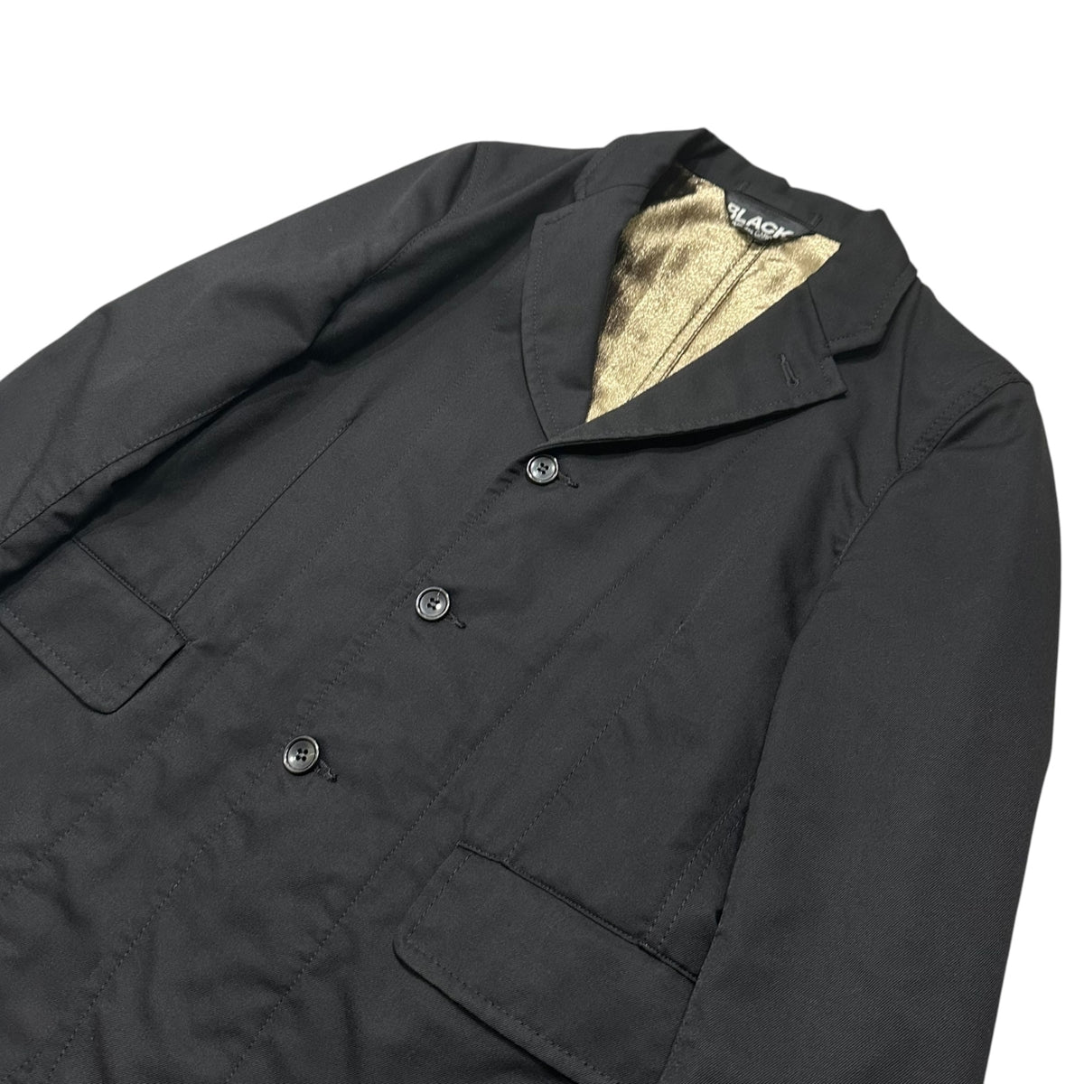 BLACK COMME des GARCONS(ブラックコムデギャルソン) 2015AW Gold-Lined 3B Wool Jacket ゴールド ライニング 3B ウール ジャケット 1P-J010 M ブラック×ゴールド AD2015 テーラード