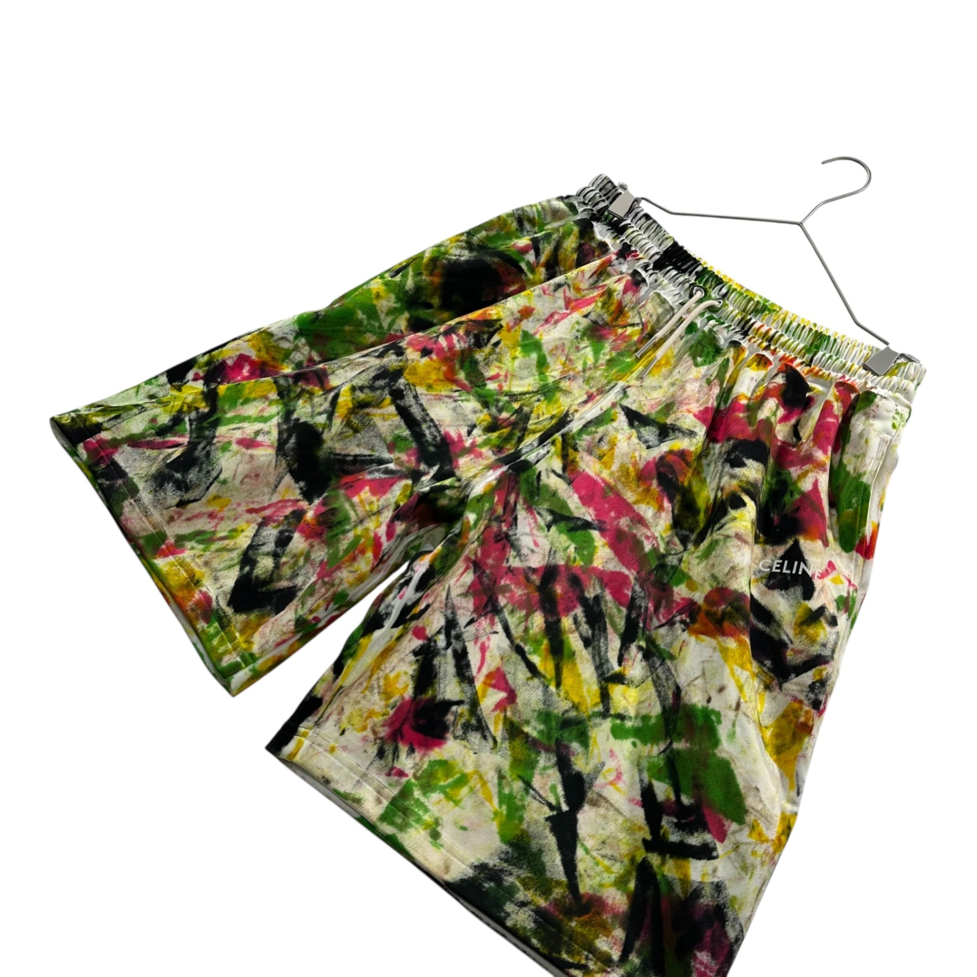 CELINE(セリーヌ) 22SS Wide-Leg Tie-Dye Paint Print Poly Shorts ワイドレッグ タイダイ ペンキ プリント  ポリ ショーツ ハーフパンツ 2Z144383Q S マルチカラー エディスリマン Hedi Slimane COSMIC CRUISER