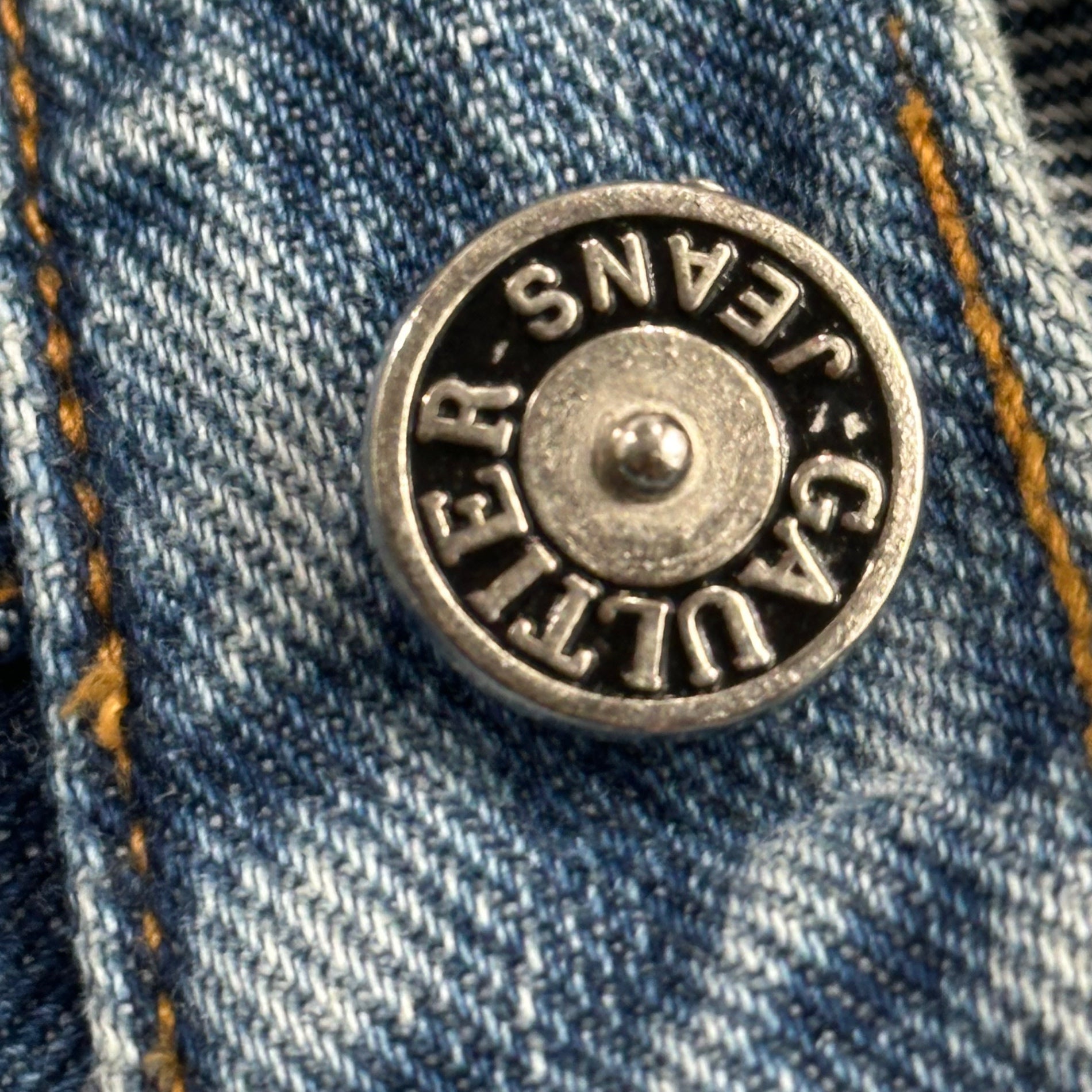 GAULTIER JEANS(ゴルチェジーンズ) 00's Logo-Print Denim Pants ロゴ プレート デニム パンツ 48 インディゴ