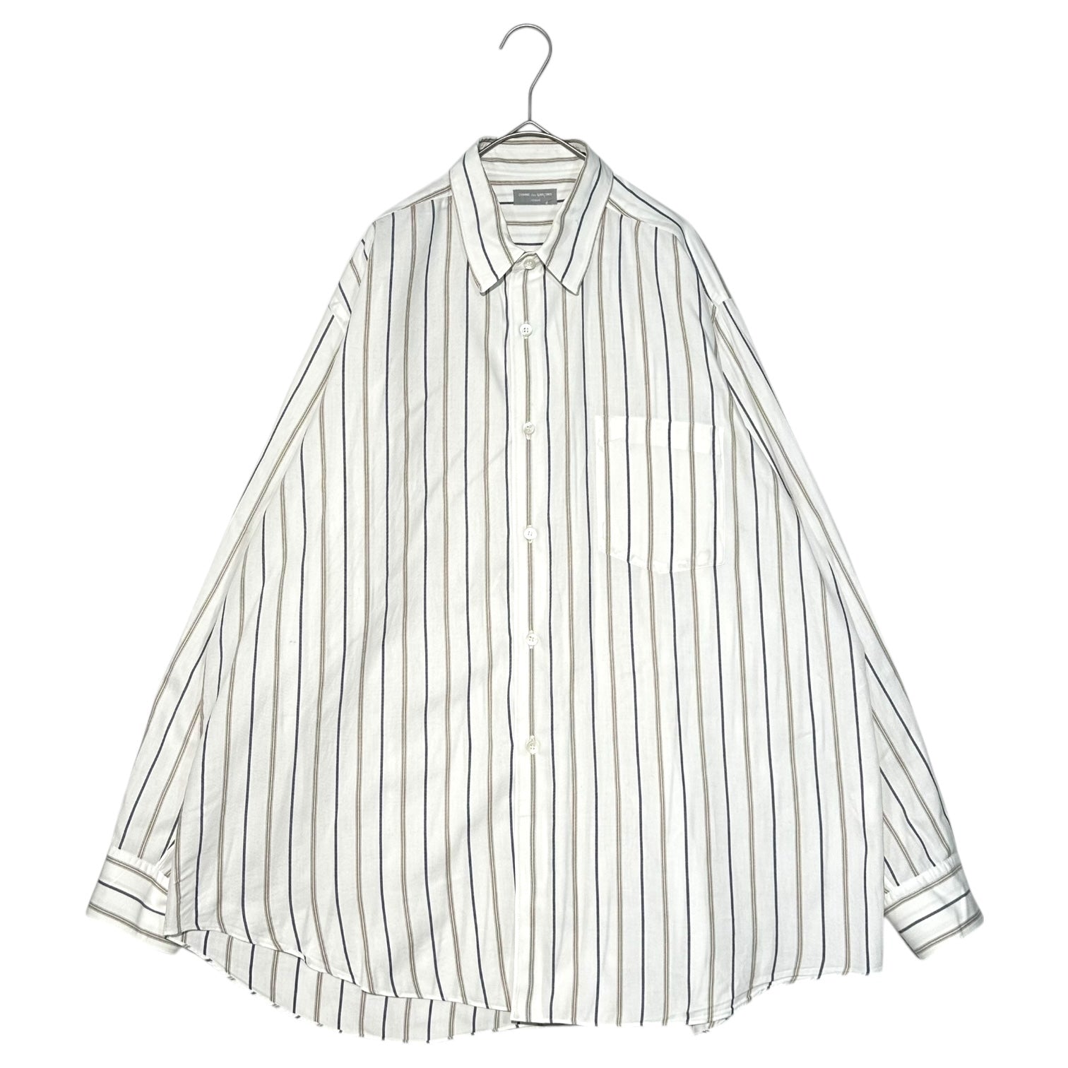 COMME des GARCONS HOMME(コムデギャルソンオム) 80's~90's Striped Regular Collar L/S Shirt ストライプ レギュラー カラー 長袖 シャツ 表記無(ML程度) ホワイト×ネイビー 80年代～90年代 アーカイブ