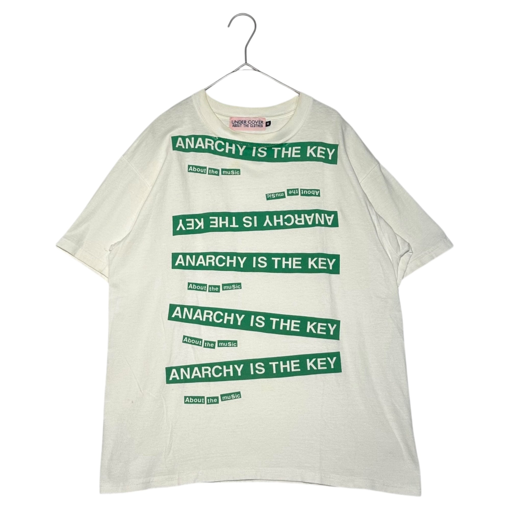 UNDERCOVER(アンダーカバー) 90's Pink Tag ANARCHY IS THE KEY Printed T-Shirt 90年代 ピンクタグ アナーキー イズ ザ キー プリント Tシャツ M ホワイト×グリーン ピンクタグ 初期 稀少品 Anarchy is the key about the music