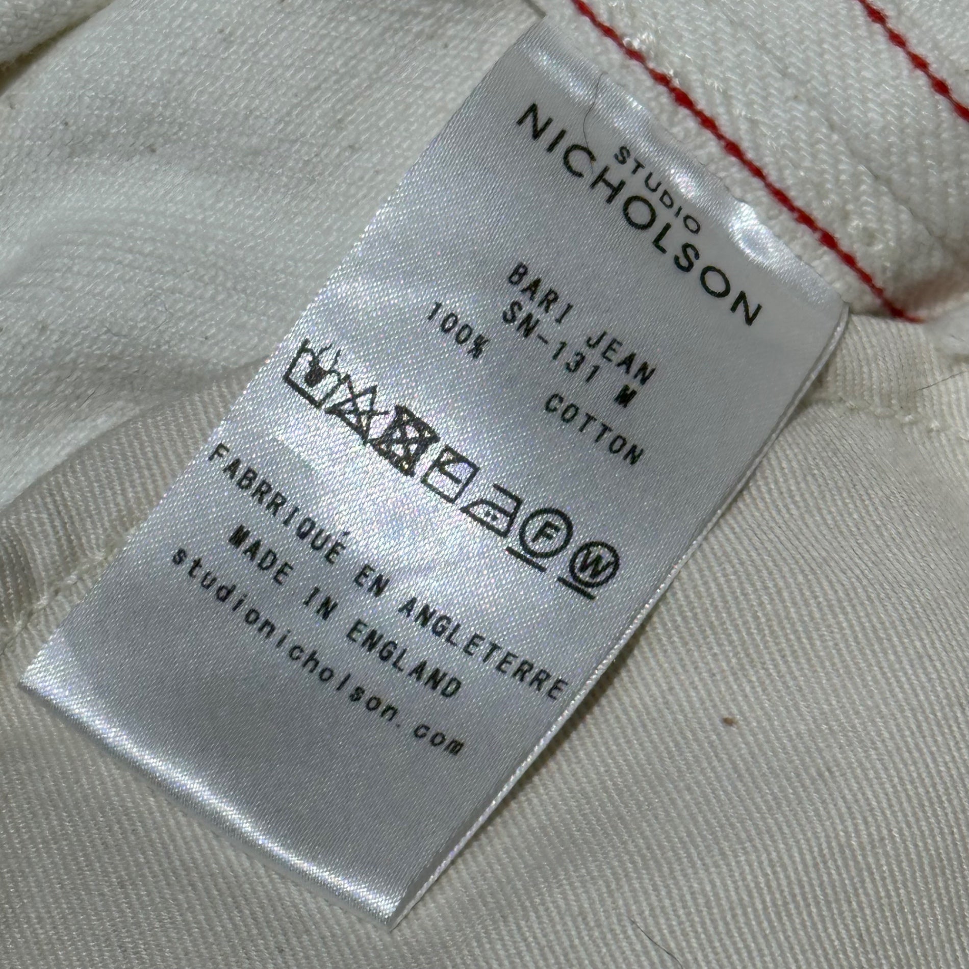 STUDIO NICHOLSON(スタジオニコルソン) BARI JEANS バリ ジーンズ ホワイト デニム パンツ SN-131 M ホワイト