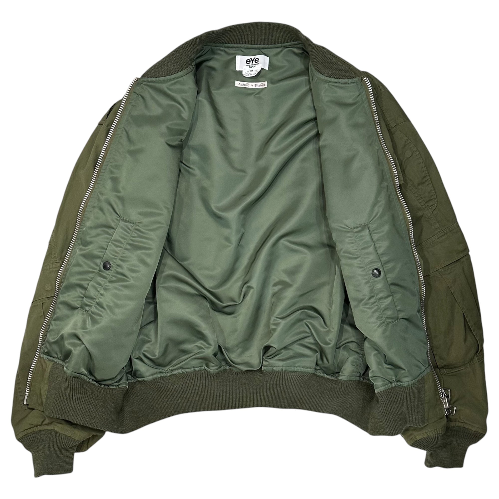 eye JUNYA WATANABE MAN(アジュンヤワタナベマン) 2025AW Rebuild by Needles Co-branded Cotton-Nylon MA-1 Jacket Wネーム 綿ナイロンMA-1ジャケット WP-J902 M カーキ AD2025 ニードルズ