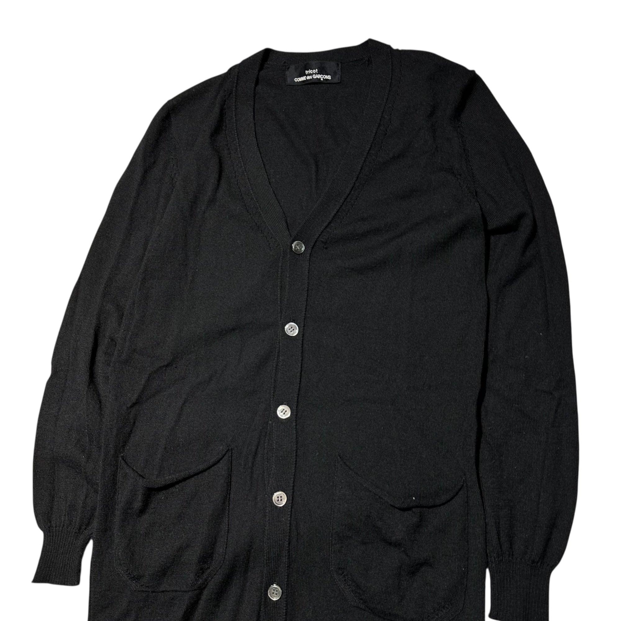 tricot COMME des GARCONS(トリココムデギャルソン) 11AW Wool Long Button Cardigan ウール ロング ボタン カーディガン TH-N009 FREE ブラック AD2011