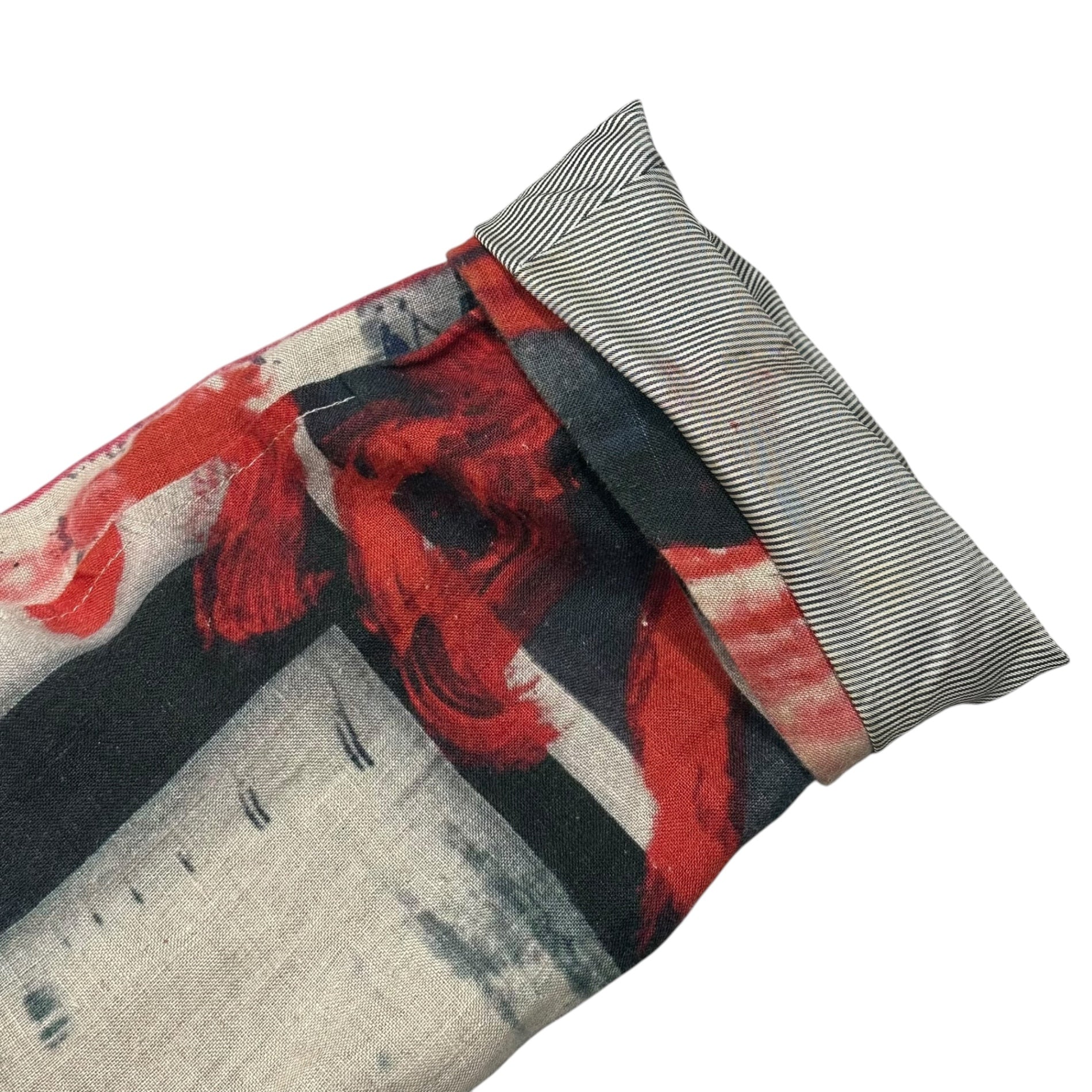 YOHJI YAMAMOTO POUR HOMME(ヨウジヤマモトプールオム) 2018SS Collage Print 3B Linen Jacket コラージュ プリント 3ボタン リネン ジャケット HW-J50-321 2(M程度) レッド×ネイビー×ベージュ 2018春夏コレクション LOOK21