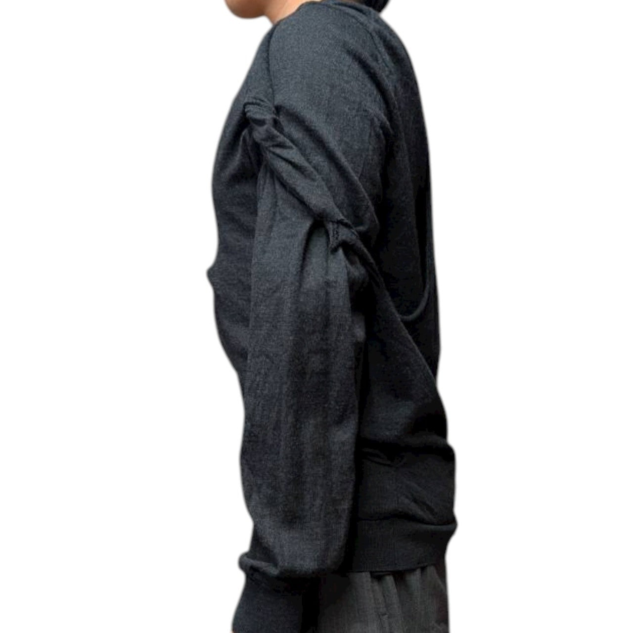 MAISON MARGIELA(メゾンマルジェラ) 21SS Co-Ed draped design v-neck knit コーエド ドレープ デザイン Vネック ニット S29HA0666 1(S程度) チャコールグレー レイヤード 白タグ メンズ着用可能サイズ