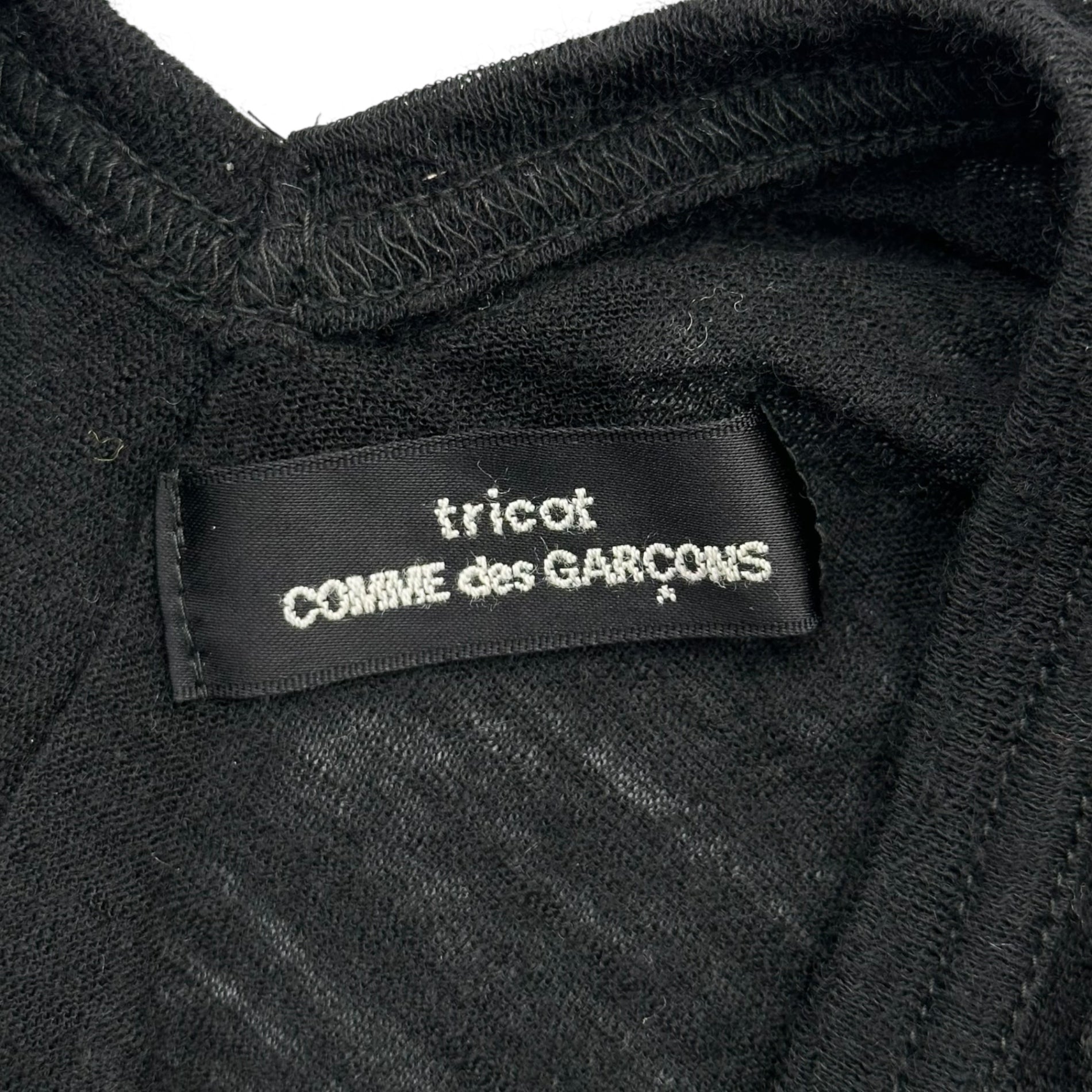 tricot COMME des GARCONS(トリココムデギャルソン) 07AW Diagonal-Cut Frill-Trimmed S/S Wool Knit Top 斜め フリル 装飾 半袖 ウール カットソー TT-T035 FREE ブラック AD2007