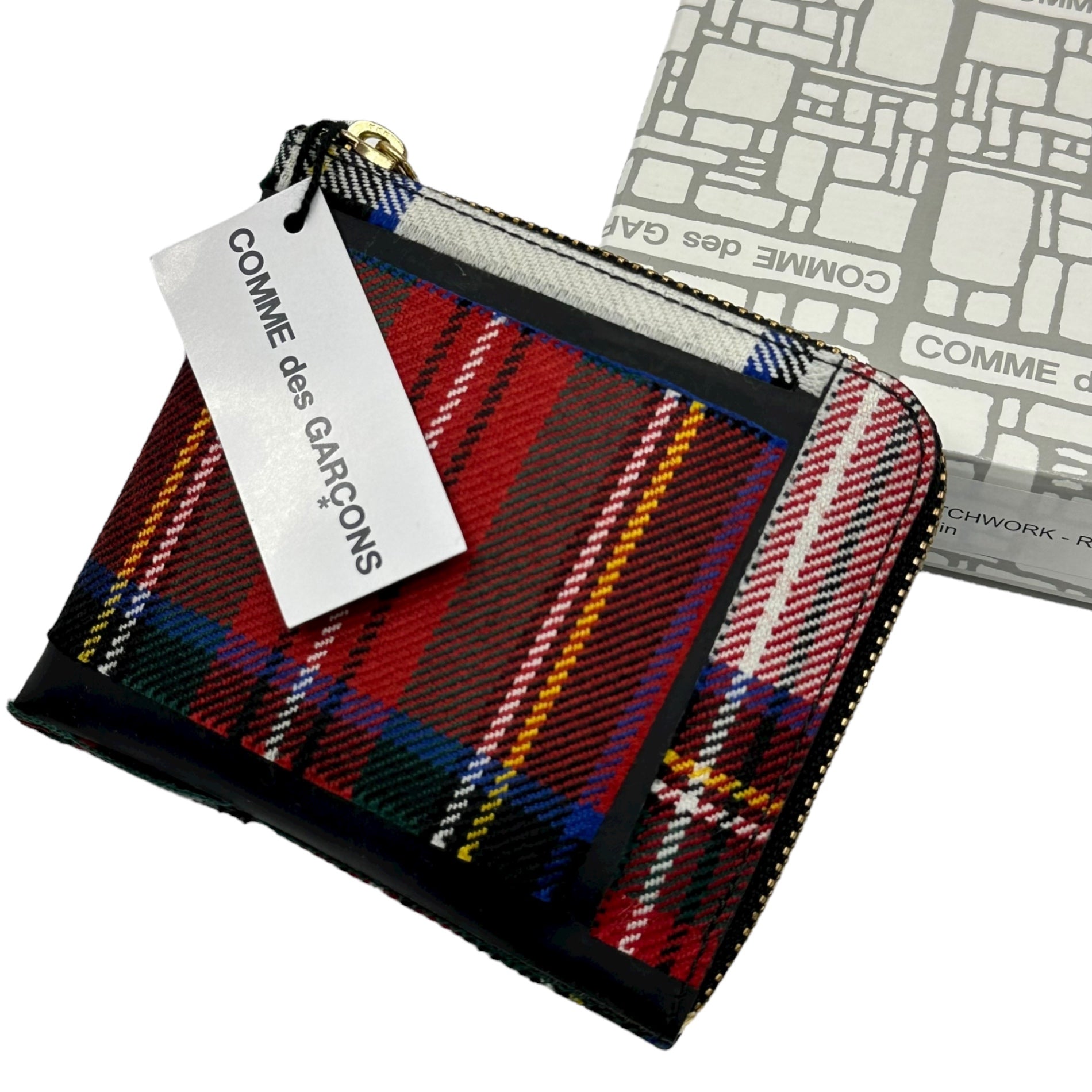 COMME des GARCONS(コムデギャルソン) TARTAN PATCHWORK タータンチェック パッチワーク ジップ 財布 SA3100TP レッド×グリーン