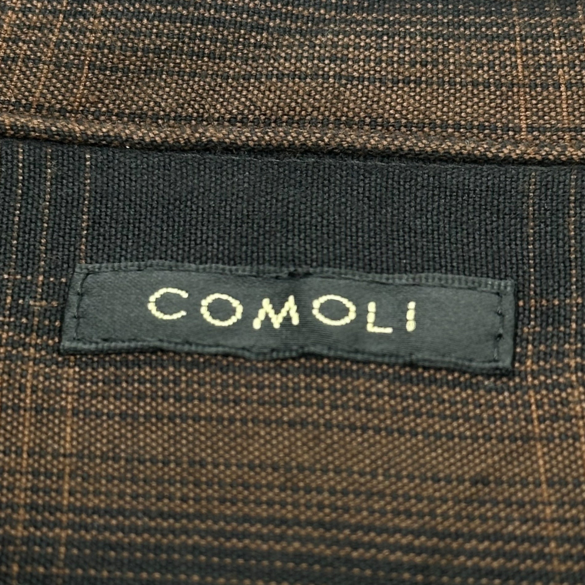 COMOLI(コモリ) 24SS Rayon open collar shirt レーヨン オープン カラー シャツ Z01-02005 2 ブラウン× 長袖 オンブレ チェック