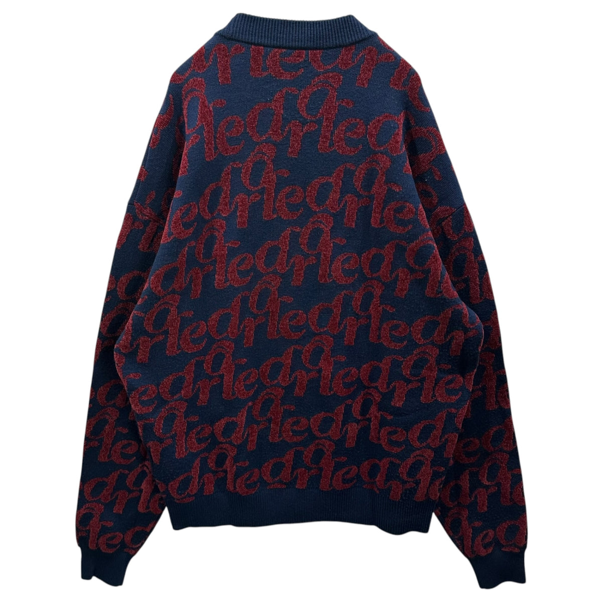 Drole de Monsieur(ドロールドムッシュ) Graphic Message Knitwear メッセージ グラフィック ニット C-P0130-W0021 M ネイビー×ボルドー