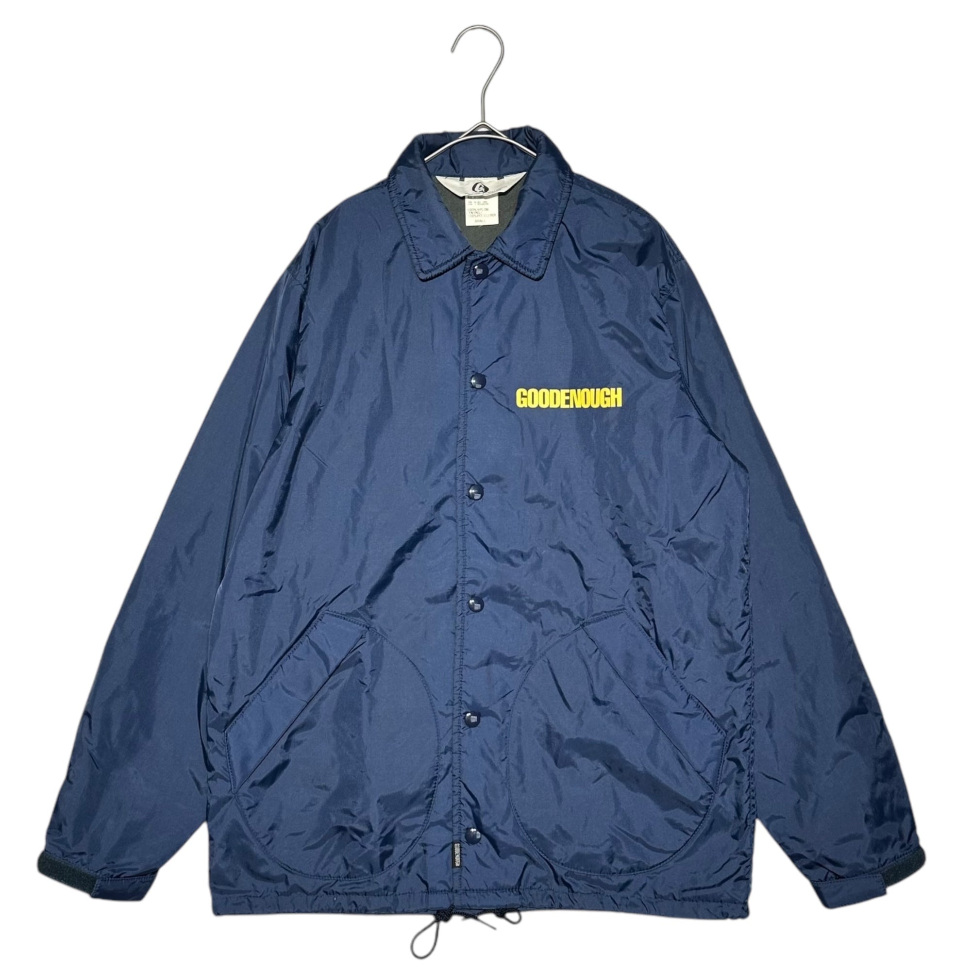 GOODENOUGH(グッドイナフ) Vintage "RESPECT" print coach jacket ヴィンテージ プリント コーチ ジャケット S ネイビー×イエロー