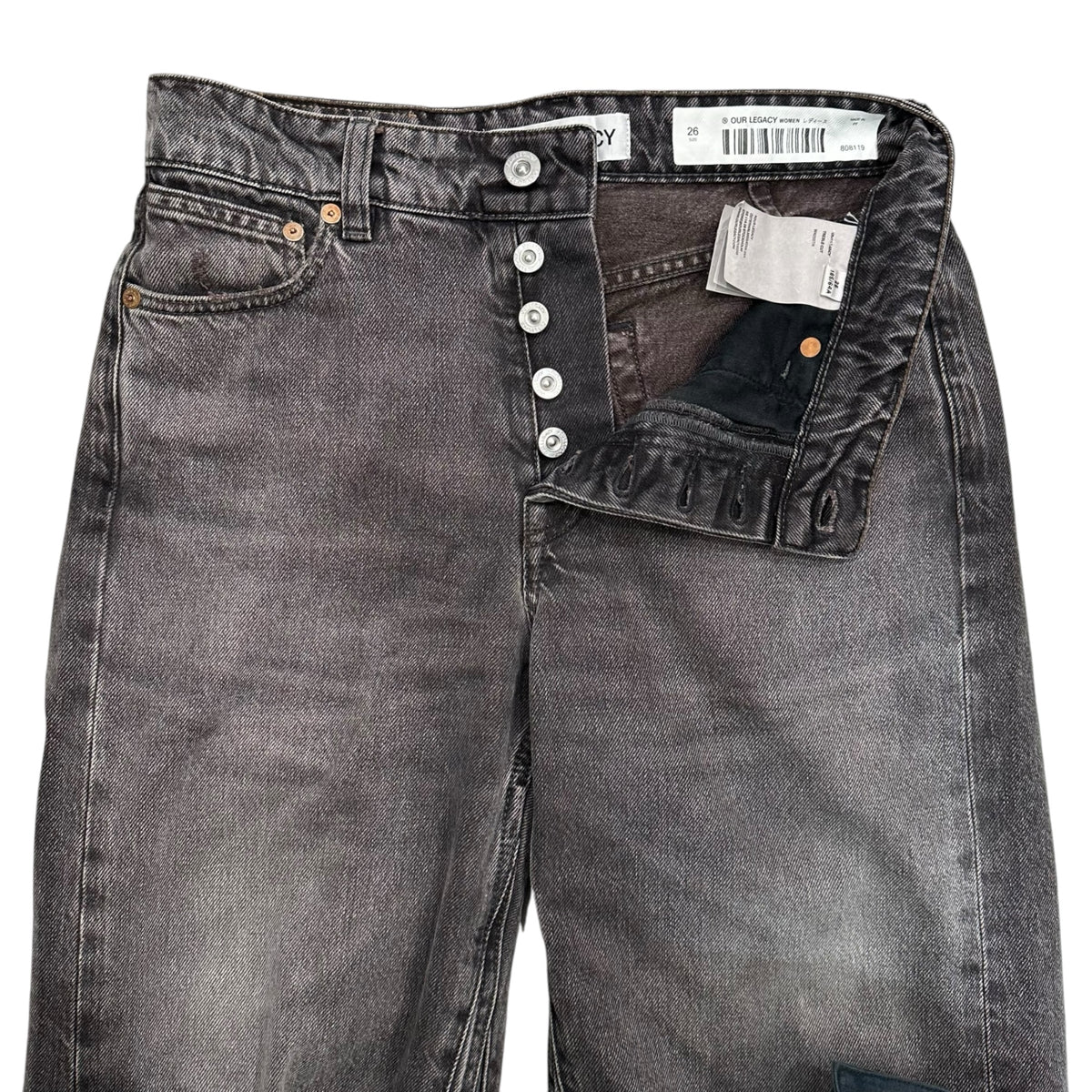 OUR LEGACY(アワーレガシー) TREBLE CUT DAMEGE DENIM PANTS トレブルカット ダメージ デニム パンツ W4255TH 26 ブラック 男性着用可能