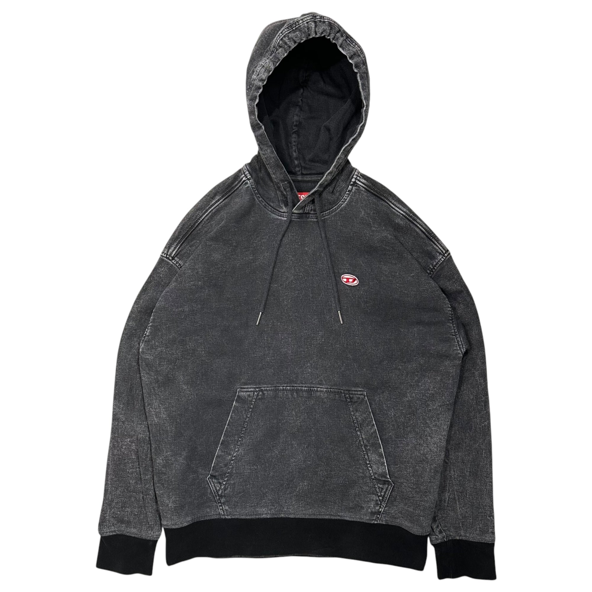DIESEL(ディーゼル) D-UM-RIB-NE ウォッシュド加工 プルオーバー パーカー S ブラック